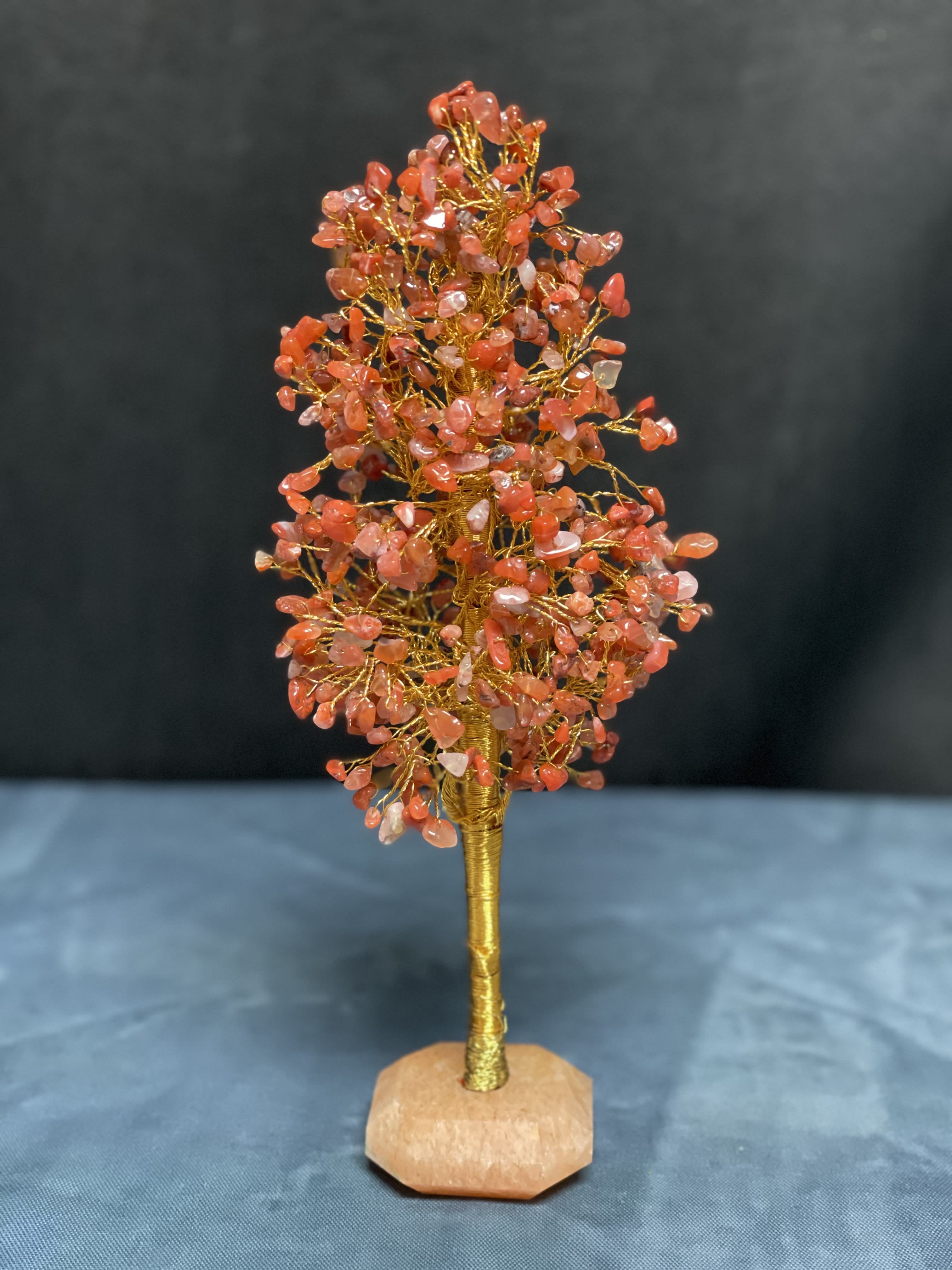 12&quot; Carnelian Stone Tree - Keep a carnelian with you and feel the energy flow to you.  A stabilizing stone, Carmelian restores vitality and motivation, and stimulates creativity. Give courage, promotes positive life choice, dispels apathy and motive for success. 