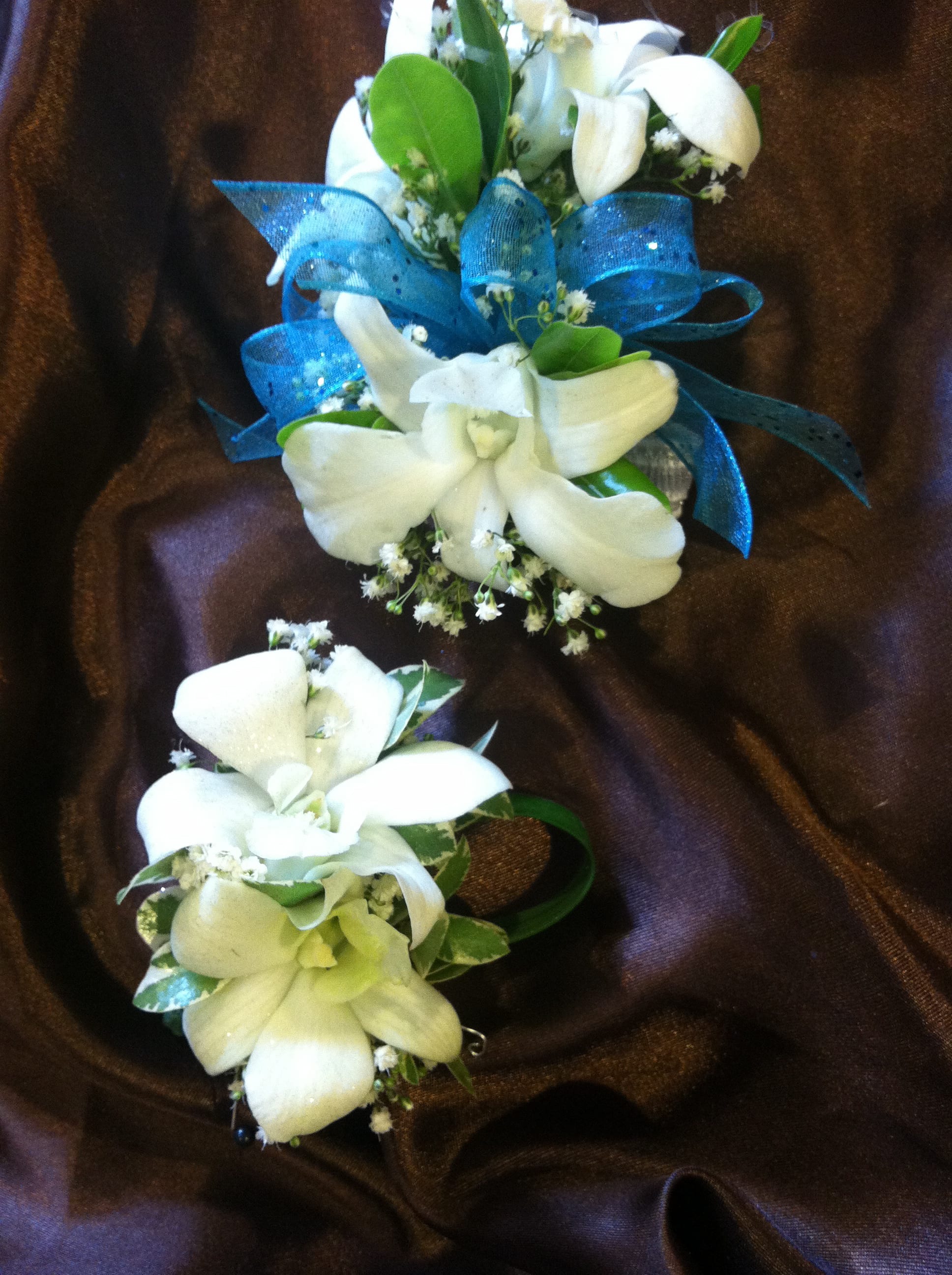 PROM14 White Dendro orchid  - Wrist Corsage for Prom