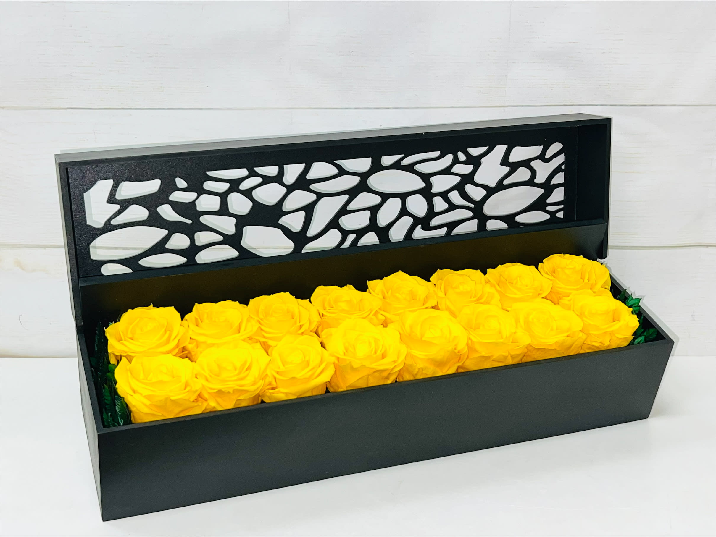 Real Preserved yellow Roses Rectangle Box (16 Roses) in Honolulu, HI