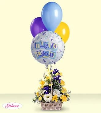 Baby boy flowers and balloon clearance