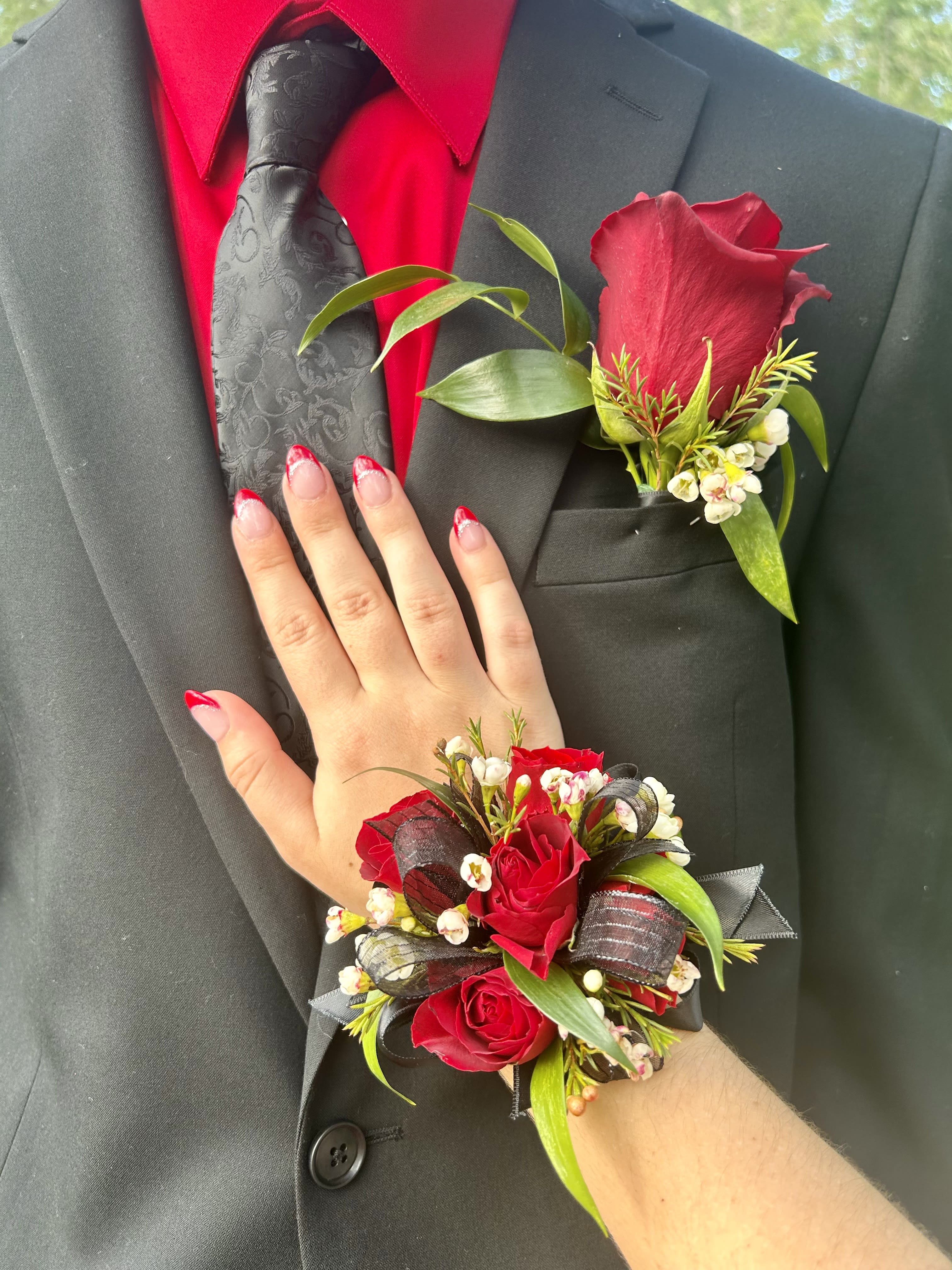 Ivory Rose Wrist Corsage Wrist Strap Bracelet And Men's Boutonniere Set  White Wedding Flower Accessories Prom Decoration