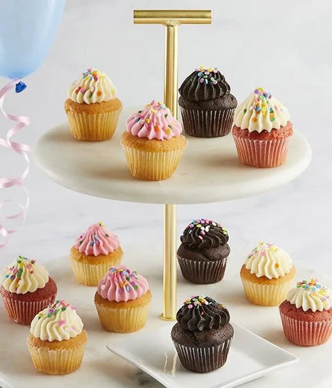 Classic mini Cupcake  - Send unique, tasty birthday treats today! This delicious set of mini cupcakes will make your recipient's mouth water. They'll enjoy not just one flavor, but four!