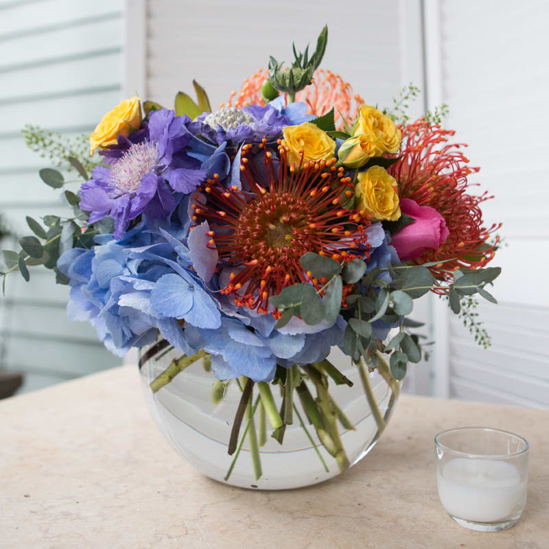 Mixed Bubble Bowl Mixed Bubble Bowl - Mixed blooms in a bubble bowl.