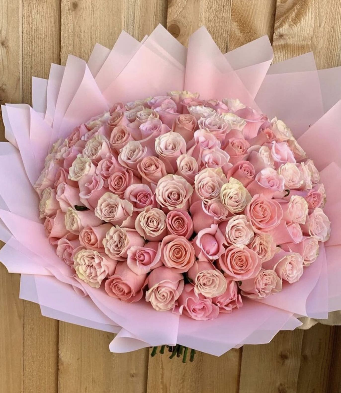 Pretty in Pink Buchon -  PLEASE ORDER FOR NEXT DAY DELIVERY. SAME DAY DELIVERY MAY NOT NBE AVAILABLE 100 PINK ROSES AND LOT'S OF FANCY WRAPPING