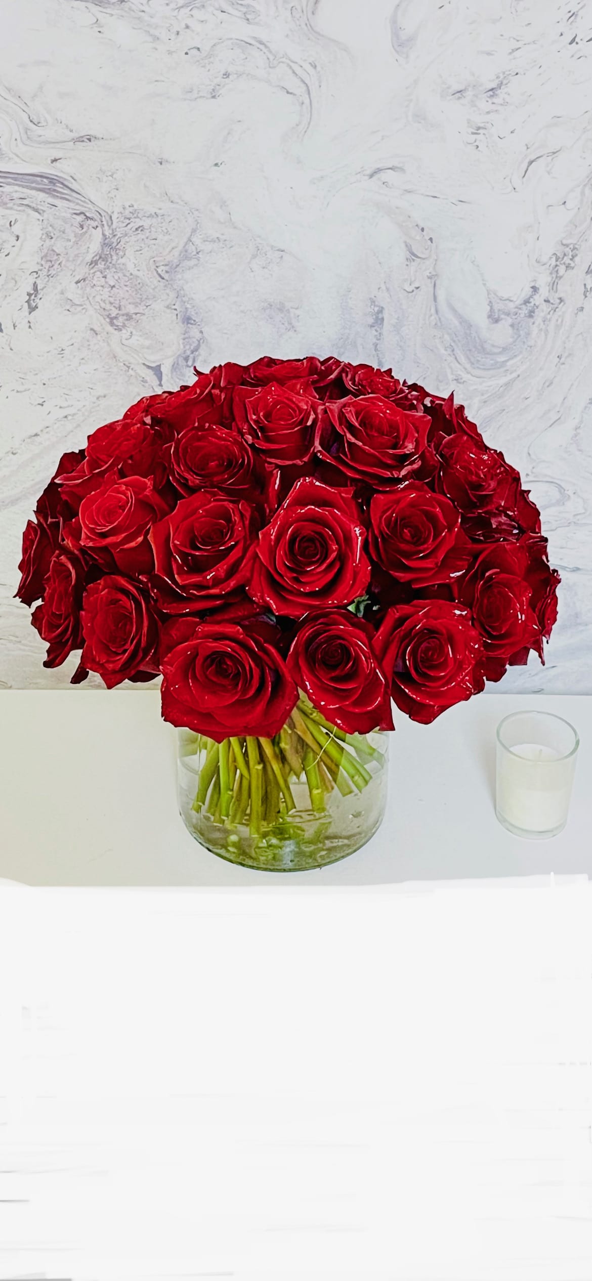 Three Dozen Red Roses - Make a bold statement with this beautifully simple design. Three Dozen Red Roses by BloomNation™ is the perfect gift for Valentine's Day, an Anniversary, or when anytime you're feeling romantic.   Arrangement Details: Three dozen red roses in a glass cylinder vase.  APPROXIMATE DIMENSIONS are 12&quot;D X 12&quot;H 