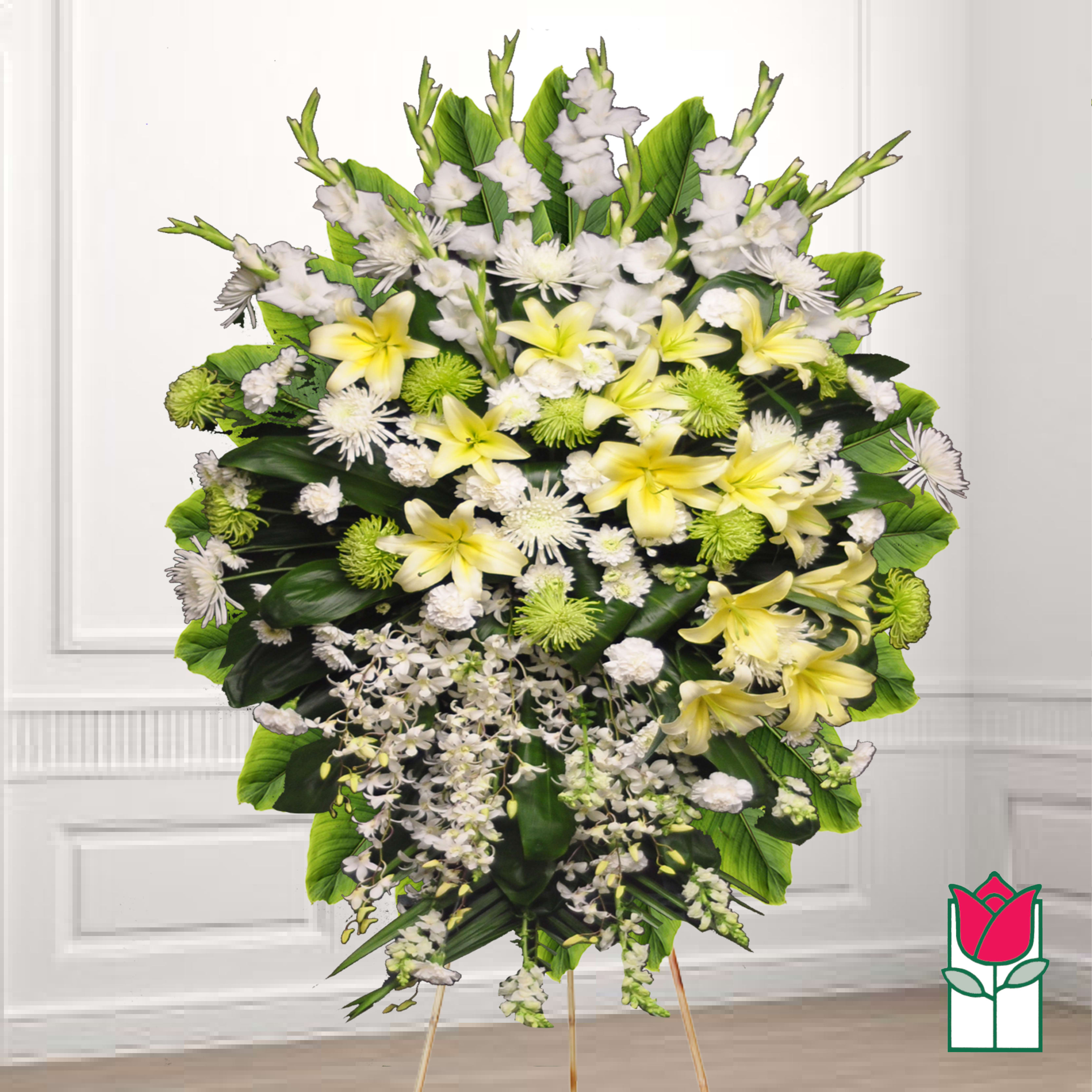 Beretania's Manuka Wreath (Yellow Lily - Out Of Season) - Approx. 90H x 42W