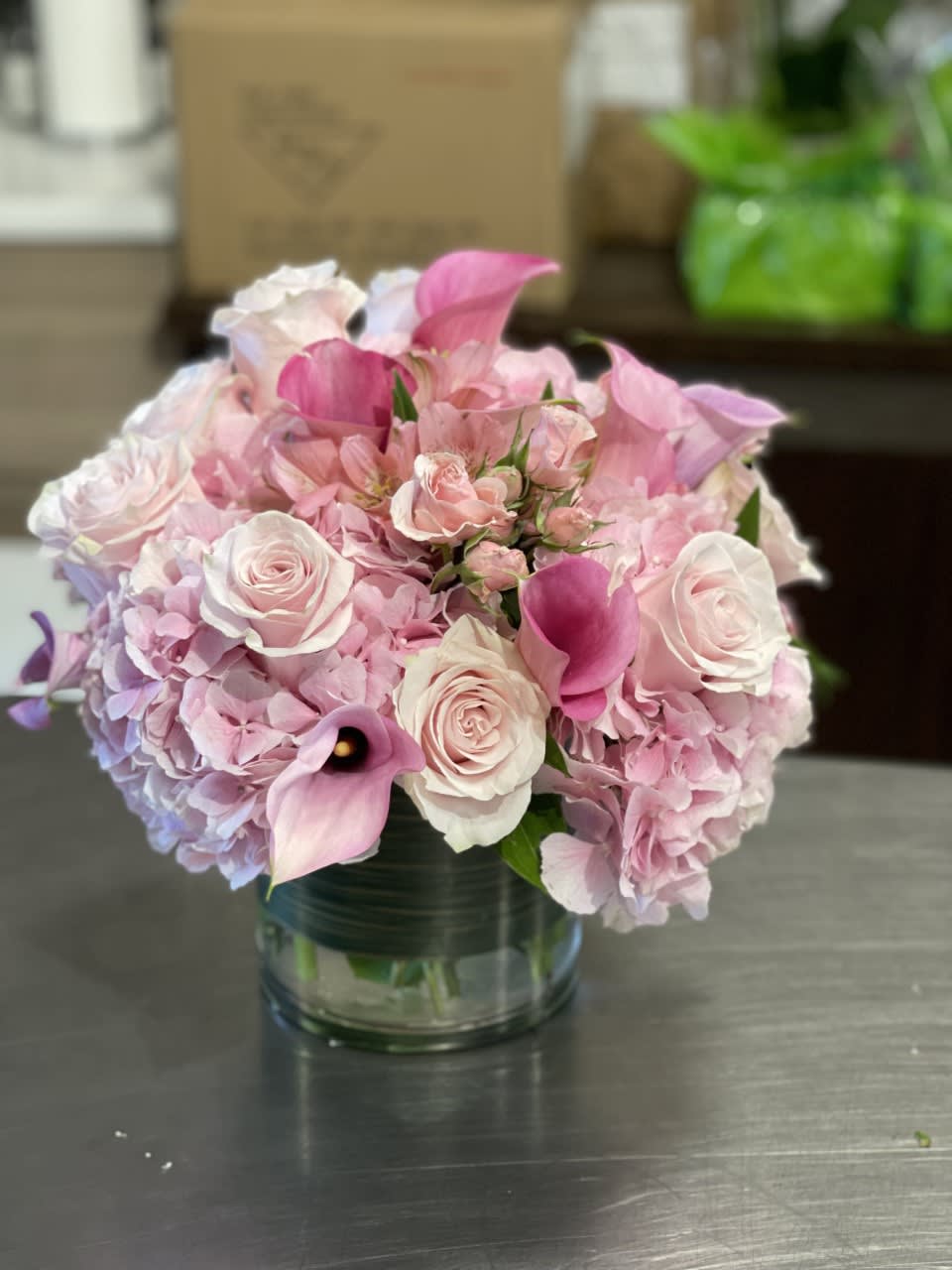 Pink Perfection - Roses, Hydrangeas, Calla lily  