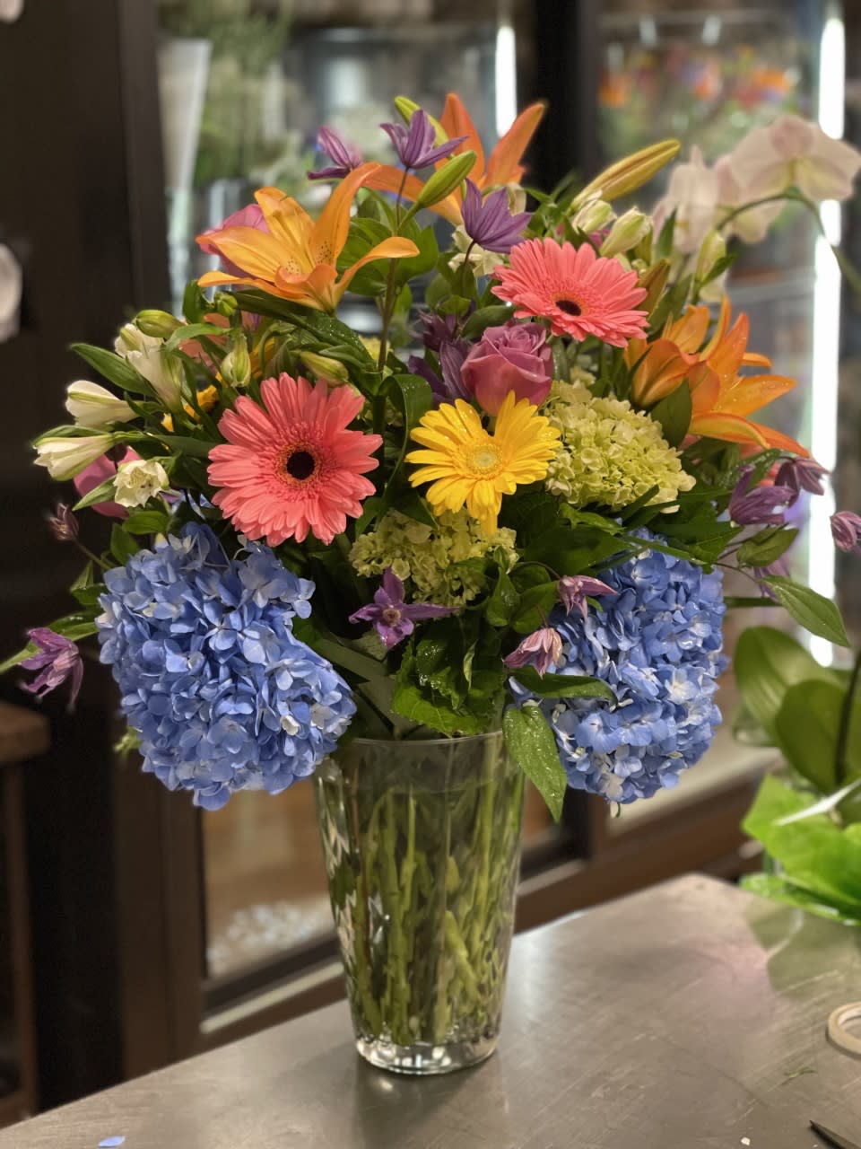 Spring Meadow - lily gerbera hydrangea roses clematis