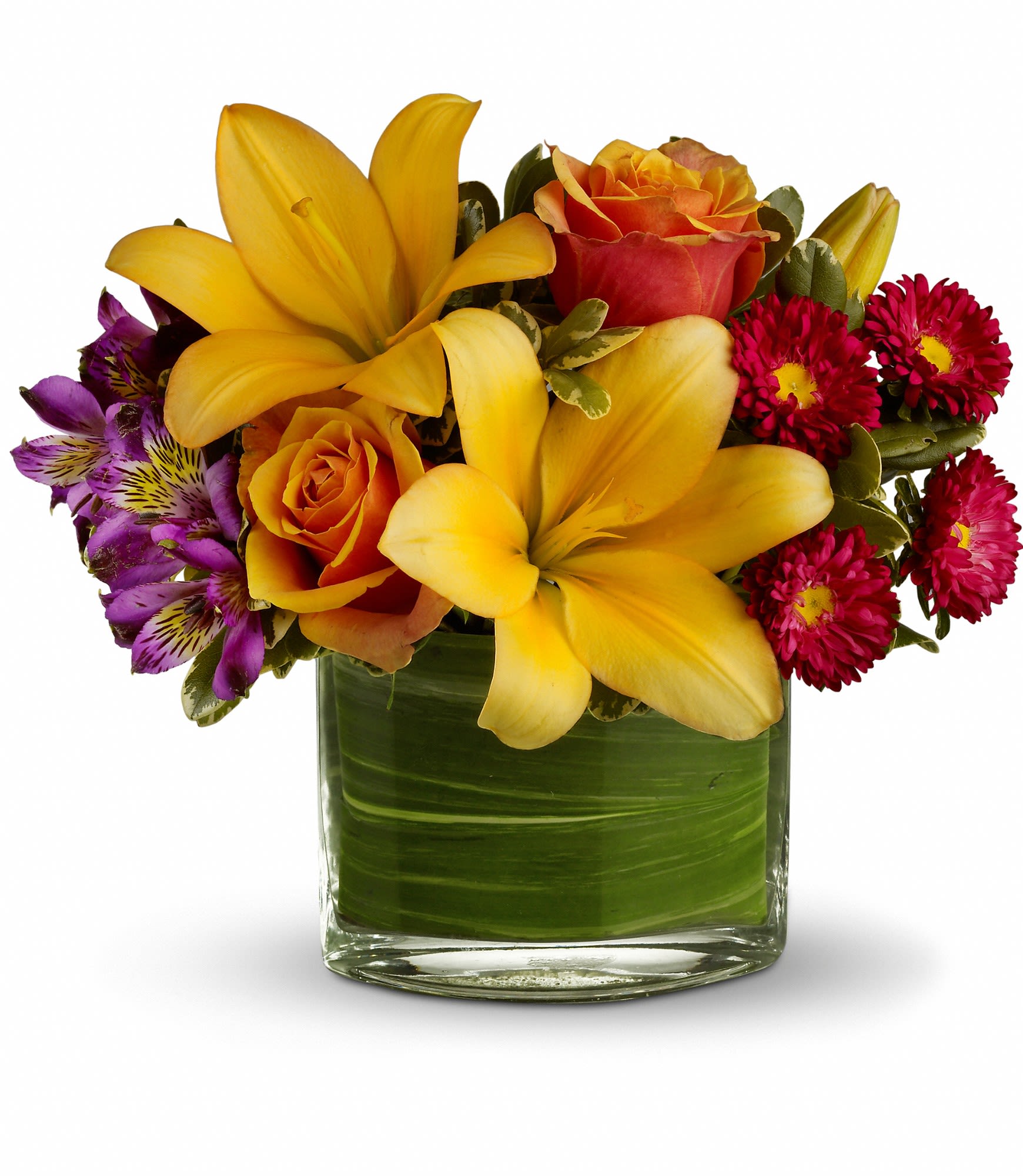 Blossoms of Joy  - Give someone a surprise journey to the tropics with this charming vase overflowing with the most riotously colorful flowers this side of the equator. Just looking at it will fill them with joy.