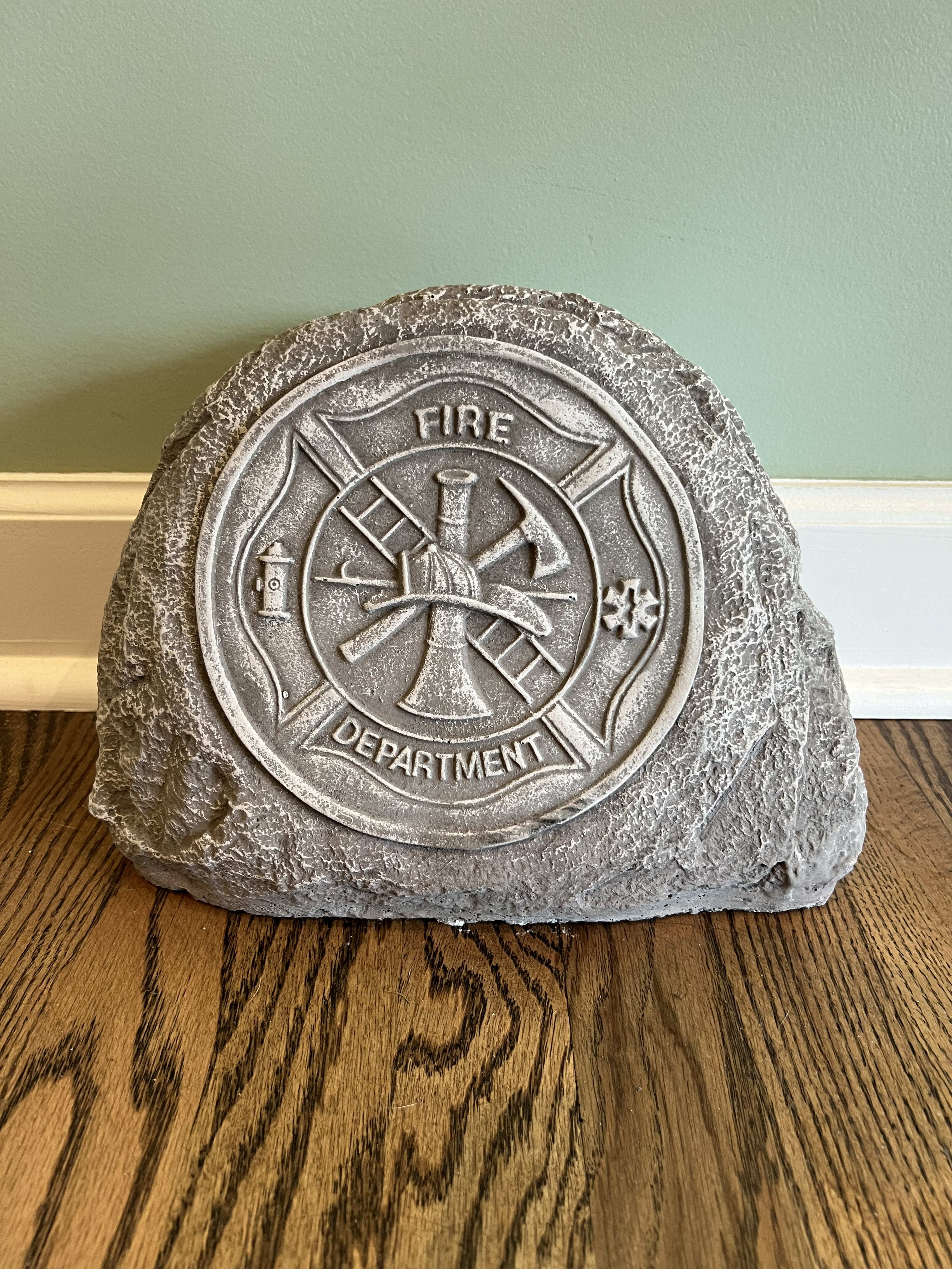 Fire Department Stone - Fire Department Cement Memorial Stone Stone color may vary 