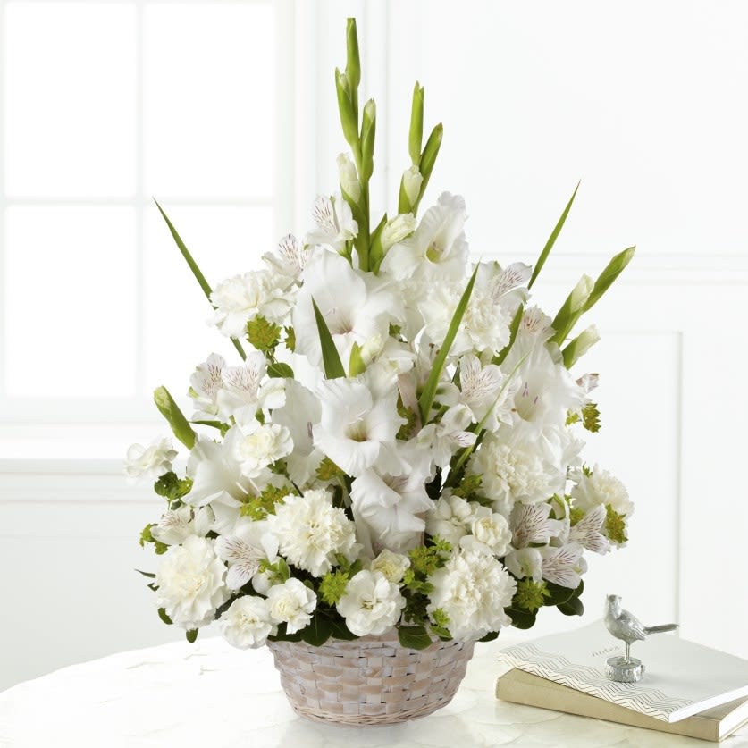 SAFF Eternal Affection - White gladiolas, carnations and alstroemeria
