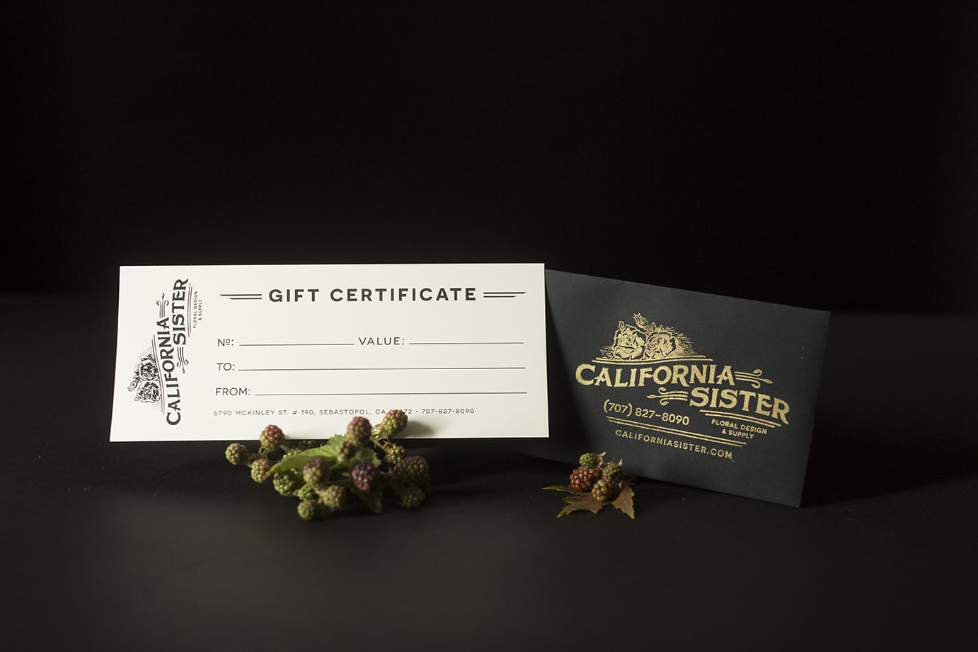 Give a Gift Card - from 25.00 Not sure what to choose? We offer gift cards for our one-of-a-kind floral arrangements and online store! They are sent in a classy envelope, gold stamped. Gift cards will be mailed via USPS Priority Mail.