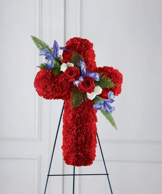 SAFF The FTD Faithful Hero Floral Cross  - Carnations, roses, iris 
