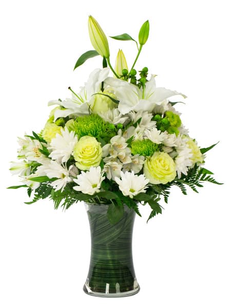 Bloom(funeral) - This lovely and delicate arrangement of daisies, lilies and roses may may bring peace in your heart in this difficult time.