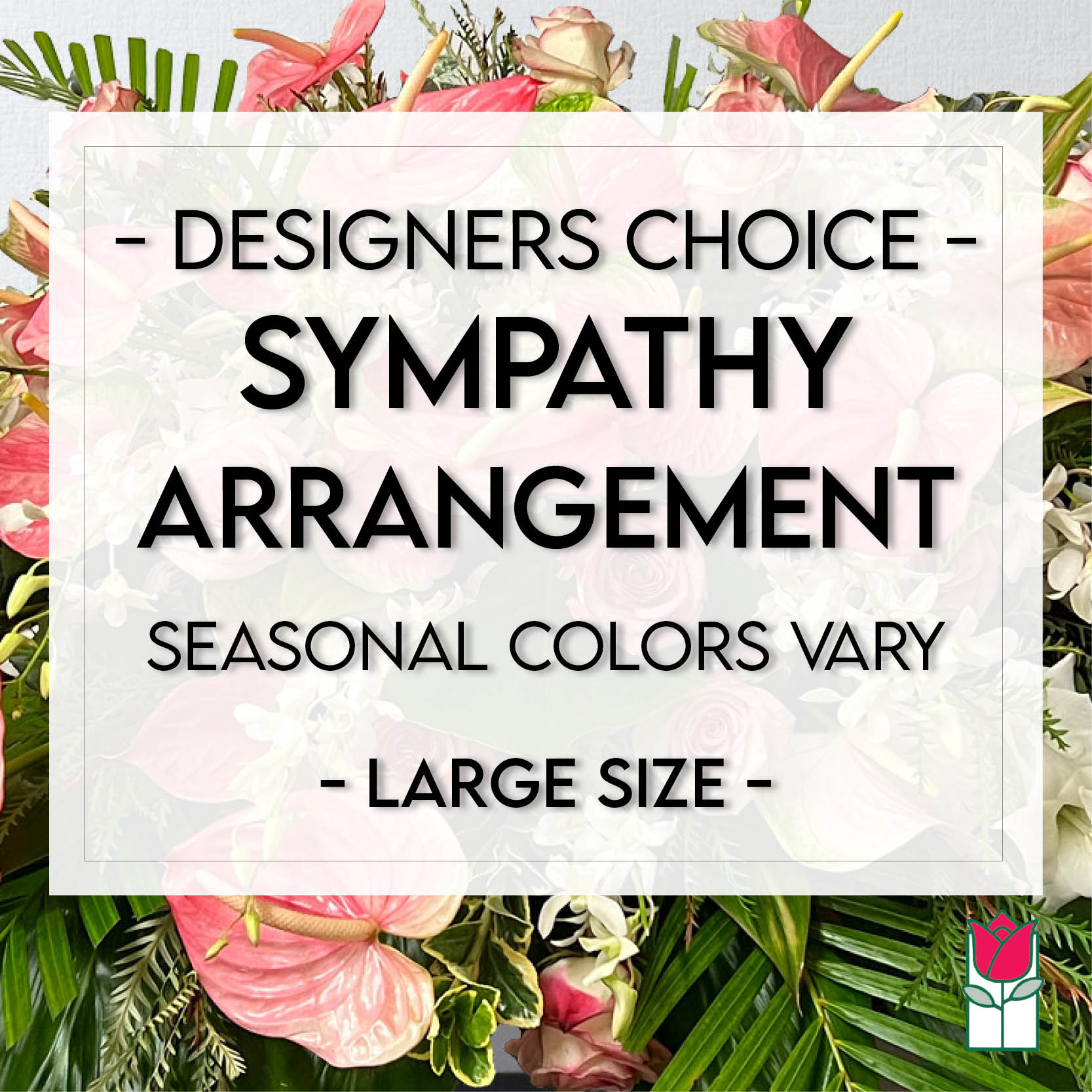Designers Choice Sympathy Arrangement - Large Size - Amidst the challenge of finding the right words, the Beretania Florist Designer's Choice Funeral Arrangement steps in as a heartfelt tribute, a visual expression of emotions that transcend language itself. It's a creation borne from empathy, designed to provide solace and comfort when comfort is most needed.  Comprising an exquisite array of fresh seasonal flowers, this arrangement encapsulates the essence of life's profound and ever-changing beauty. Each bloom, carefully selected and artfully placed, mirrors the vibrant cycles we all experience. It's a testament to the continuous flow of existence, a reminder that even in moments of sorrow, there is an undeniable cycle of renewal and growth.  Guided by the seasoned hands of our skilled florists, every Designer's Choice Funeral Arrangement is a unique masterpiece. The selection of blooms and colors is an artful process, carefully curated to honor the memory of your dear departed. Each petal, each hue, is a brushstroke on the canvas of remembrance, capturing the spirit and essence of a life well-lived.  Whether entrusted to our delivery for display at one of Honolulu's major funeral homes or chosen for a more personal pickup, this arrangement stands as a beacon of unwavering support during the challenging times of grief. Its presence is a silent reassurance that extends beyond words, a tangible gesture of solidarity that speaks directly to the heart.  In moments where solace is a rare and cherished gift, the Designer's Choice Funeral Arrangement is a language unto itself – a language of compassion, of understanding, and of shared emotion. Trust in Beretania Florist to meticulously weave these sentiments into a tribute that not only honors a life but also offers solace and strength to those who are grieving.