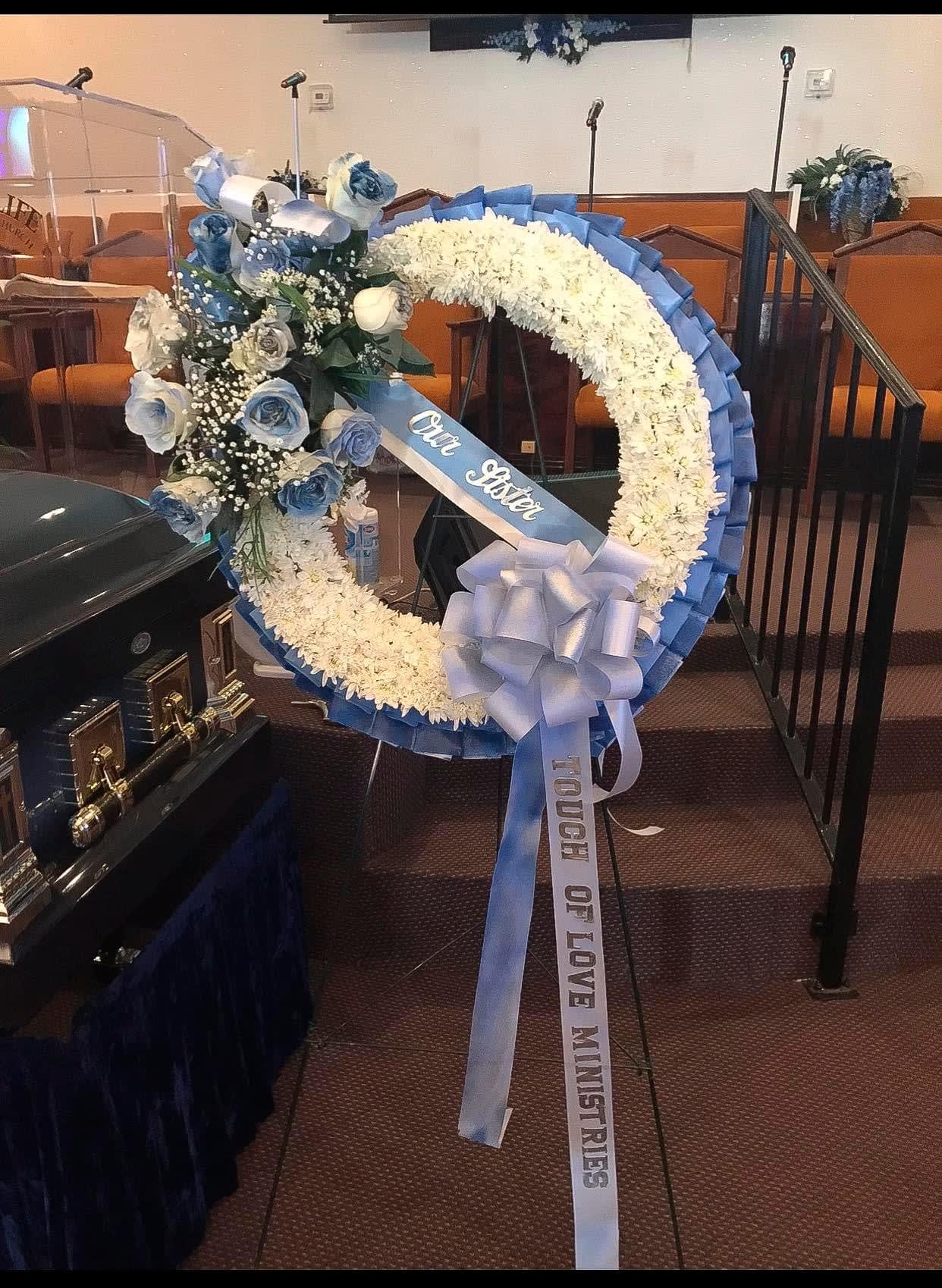 Custom Floral Sympathy Wheel  - Our custom wheels are sure to turn heads. With a vast variety of different flowers you can choose just about any color to do this in.