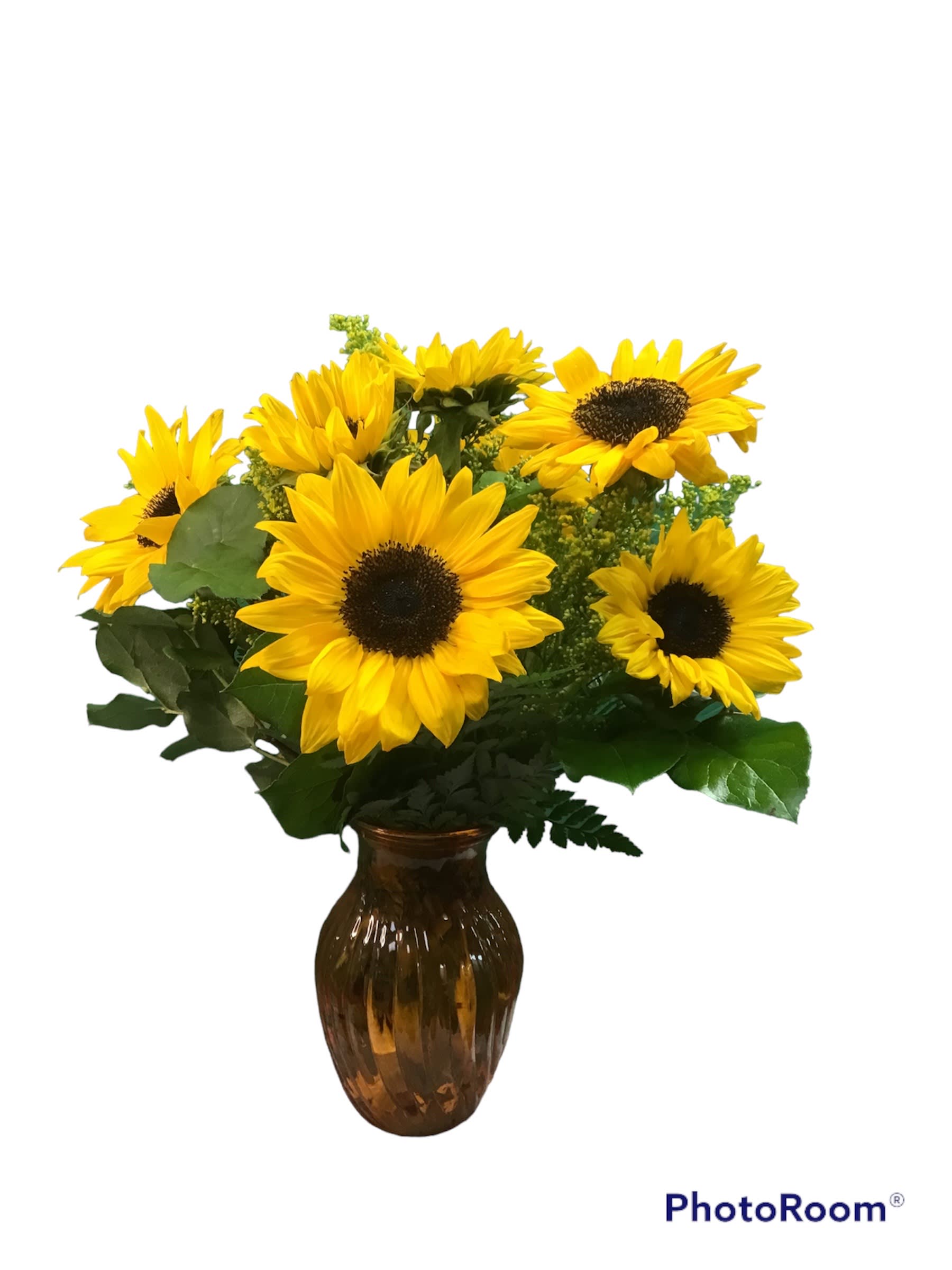 Sunshine Day by Kissimmee Florist - The sun is pretty great, but sunflowers are the greatest. Let’s prove it. We can deliver them daily to Kissimmee, St. Cloud, the Walt Disney World resort area almost anywhere the sun shines!The bouquet pictured reflects our original design for this product. While we always try to follow the color palette, we may replace stems to deliver the freshest bouquet possible, and we may sometimes need to use a different vase.