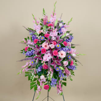 Pink &amp; Lavender Standing Spray - A beautiful standing spray of pink and lavender mixed flowers.