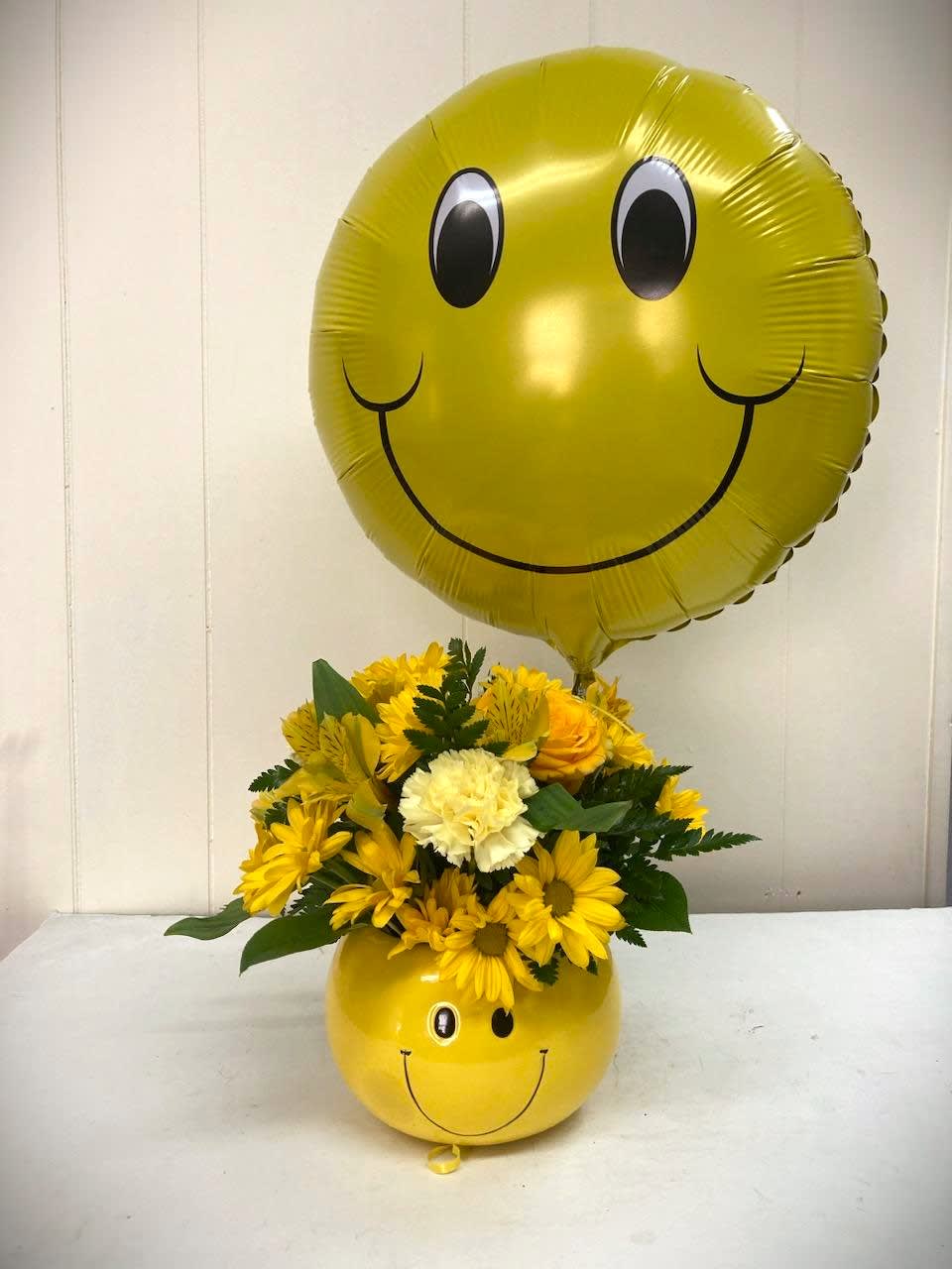 Smiles &amp; Joy - A joyful arrangement with the perfect touch of a balloon. Perfect to cheer someone up or just because.