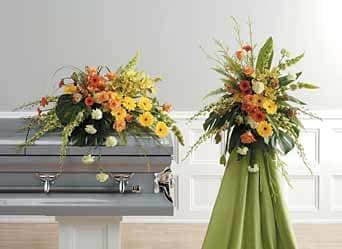 SF99-11 Casket Spray and Easel  - SF99-11 (LEFT) AND SF99-12 (RIGHT) Fabric not included. Satin Ribbon will be adorn to Easel Arrangement