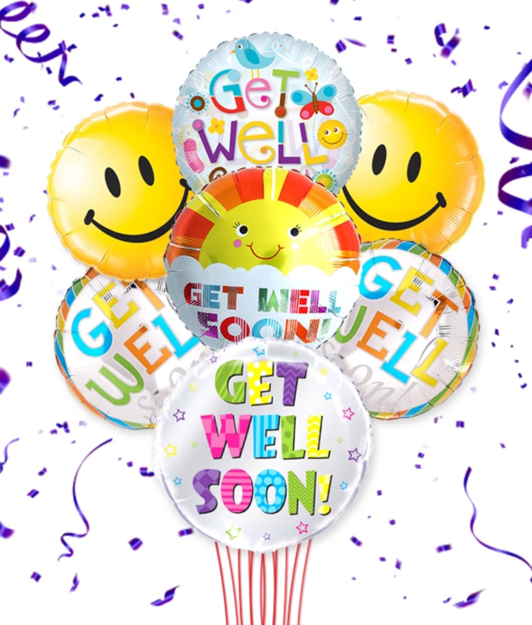 Get well/Smile Mylar/Foil balloon - Add on 1,3 or 6 mylar balloons to occasion.  If specific please specify 