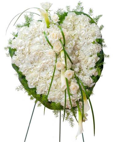 Elegant Love Heart - A combination of cream and white blooms in this heart creates a beautiful elegant setting. 