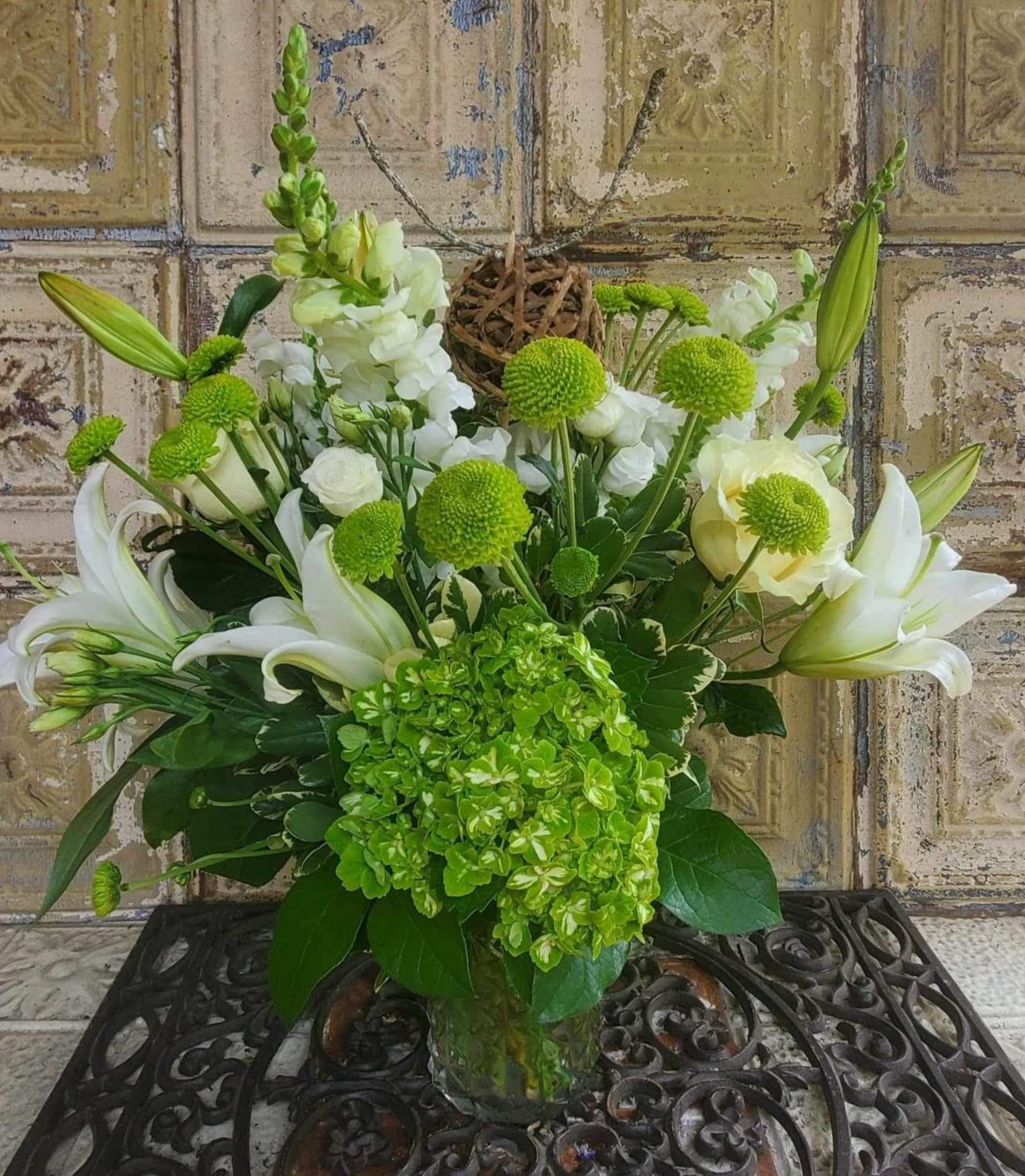 Taurus Taurus - The perfect way to say happy birthday is with the Taurus arrangement! Including fresh lilies, hydrangeas, button mums, snapdragons, roses, lisianthus, and accompanied by a vine ball as the Taurus symbol!