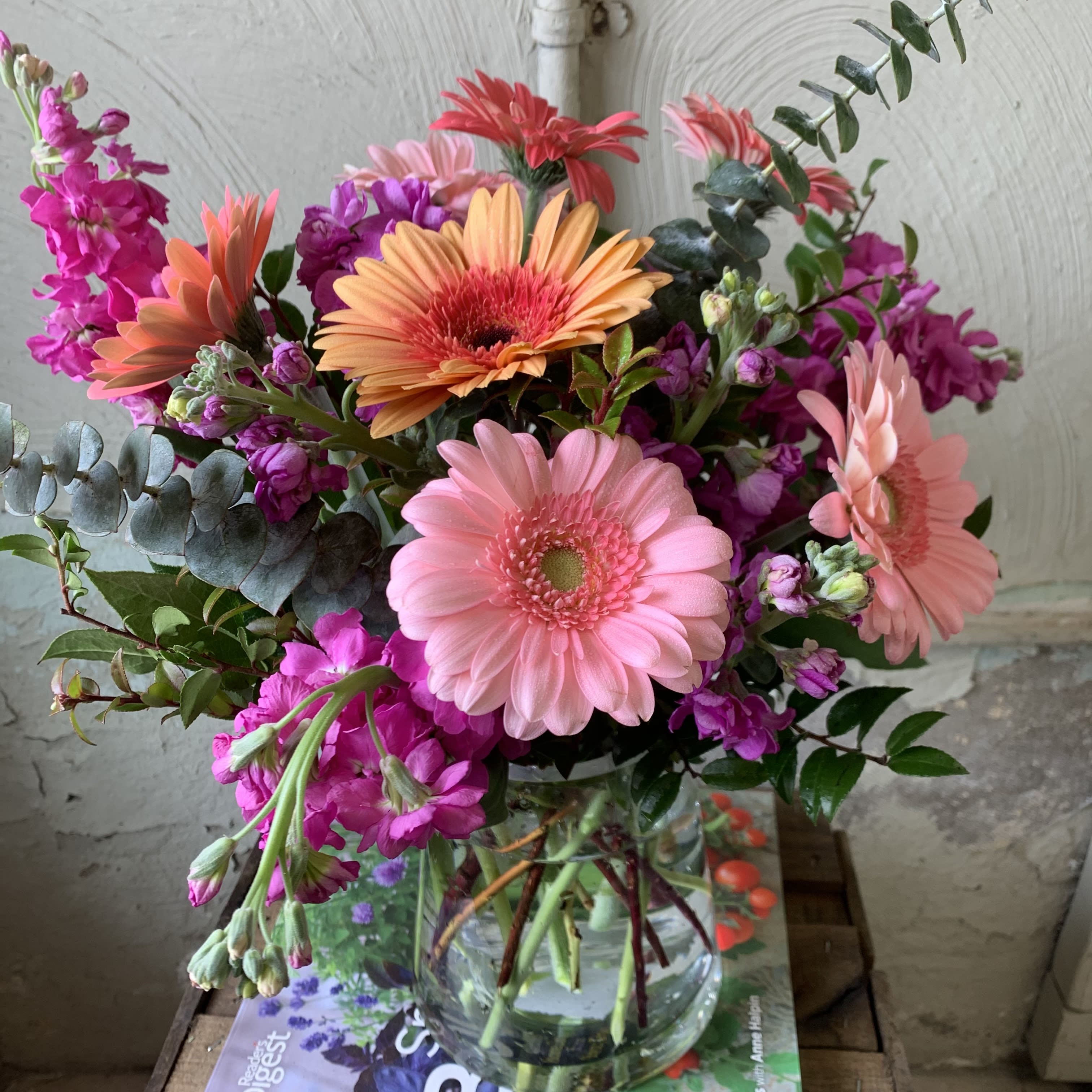 Crazy in Love Daisies  - Assorted gerbera daisies and stock (color may vary on availability)Send some love their way with these fun, fresh flowers!