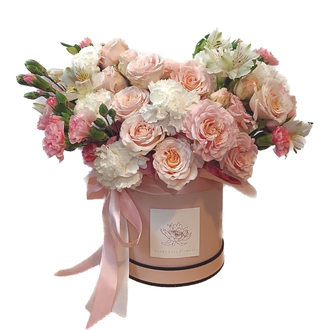 Lotus Love Designer Choice Box  - Lotus Love Flowers brings the most creative, fresh, elegant custom arrangements ever! Let us create a flower box arrangement for any occasion that will leave your significant other with a big smile on their face. Add ribbons, greeting card and more..  