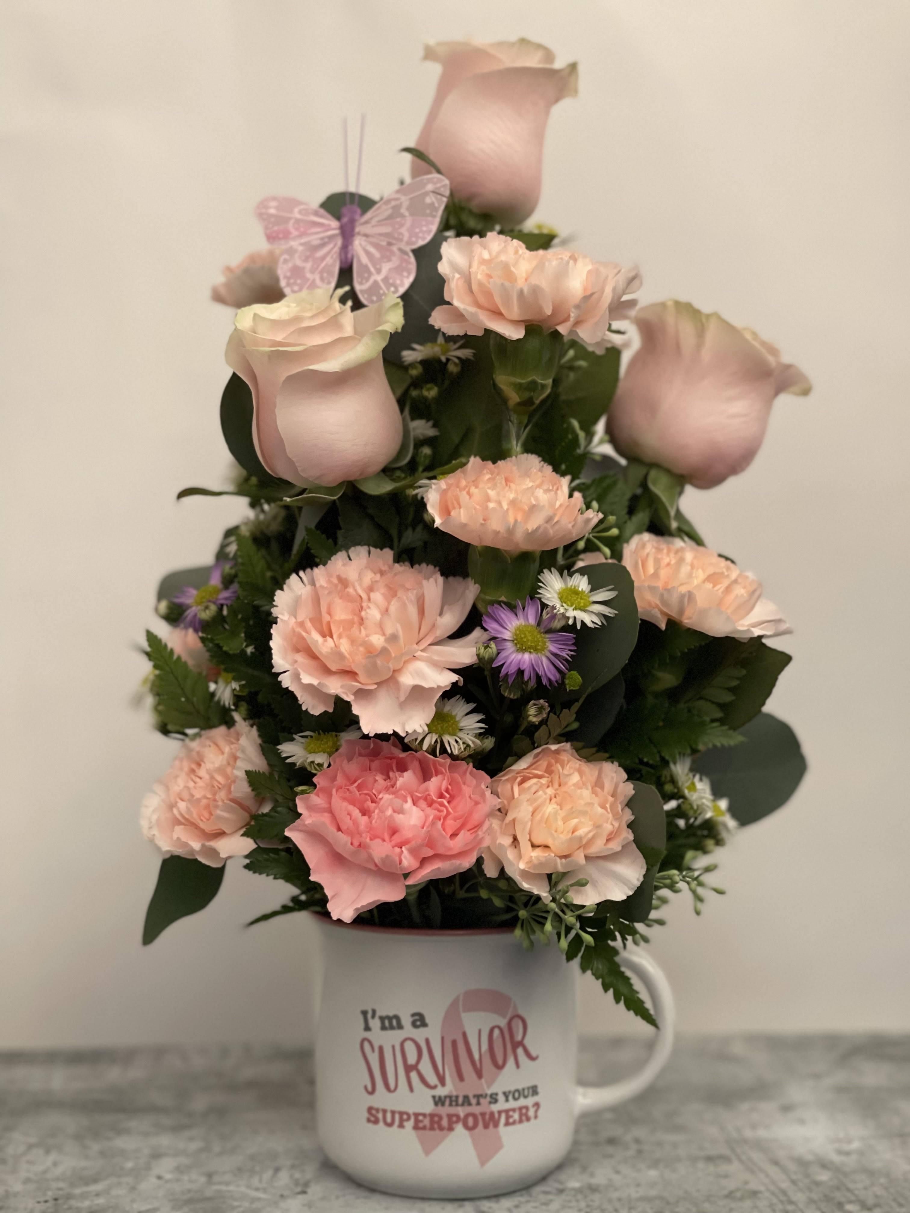 Breast Survivor Mug floral  - Made in real coffee mug 
