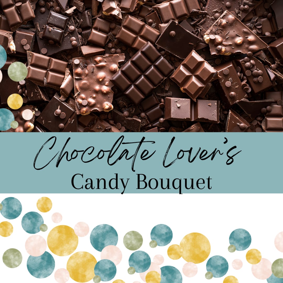 Chocolate Lover's Candy Bouquet - Satisfy someone's chocolate cravings with a delicious candy bouquet that features only chocolate! This bouquet is perfect to brighten someone's day. The bouquet is filled with a variety of chocolate bars, candy and confections. 