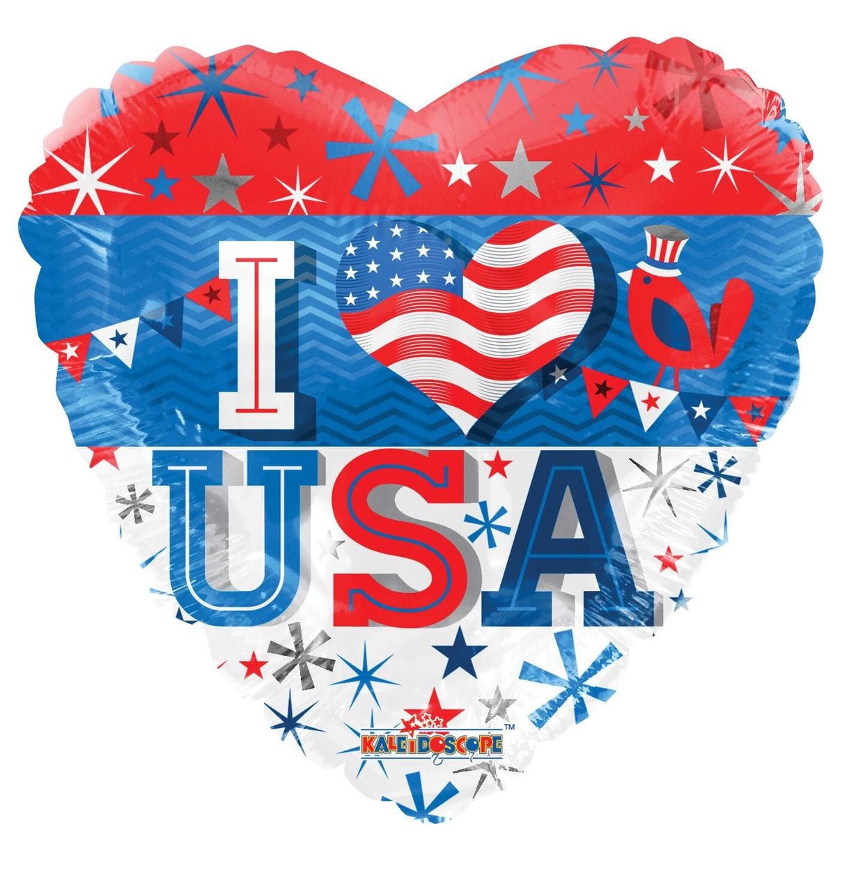 Patriotic Balloon Patriotic Balloon - 18" Patriotic mylar balloon. Filled with helium. Stays afloat up to 7 days. Styles my vary due to availability