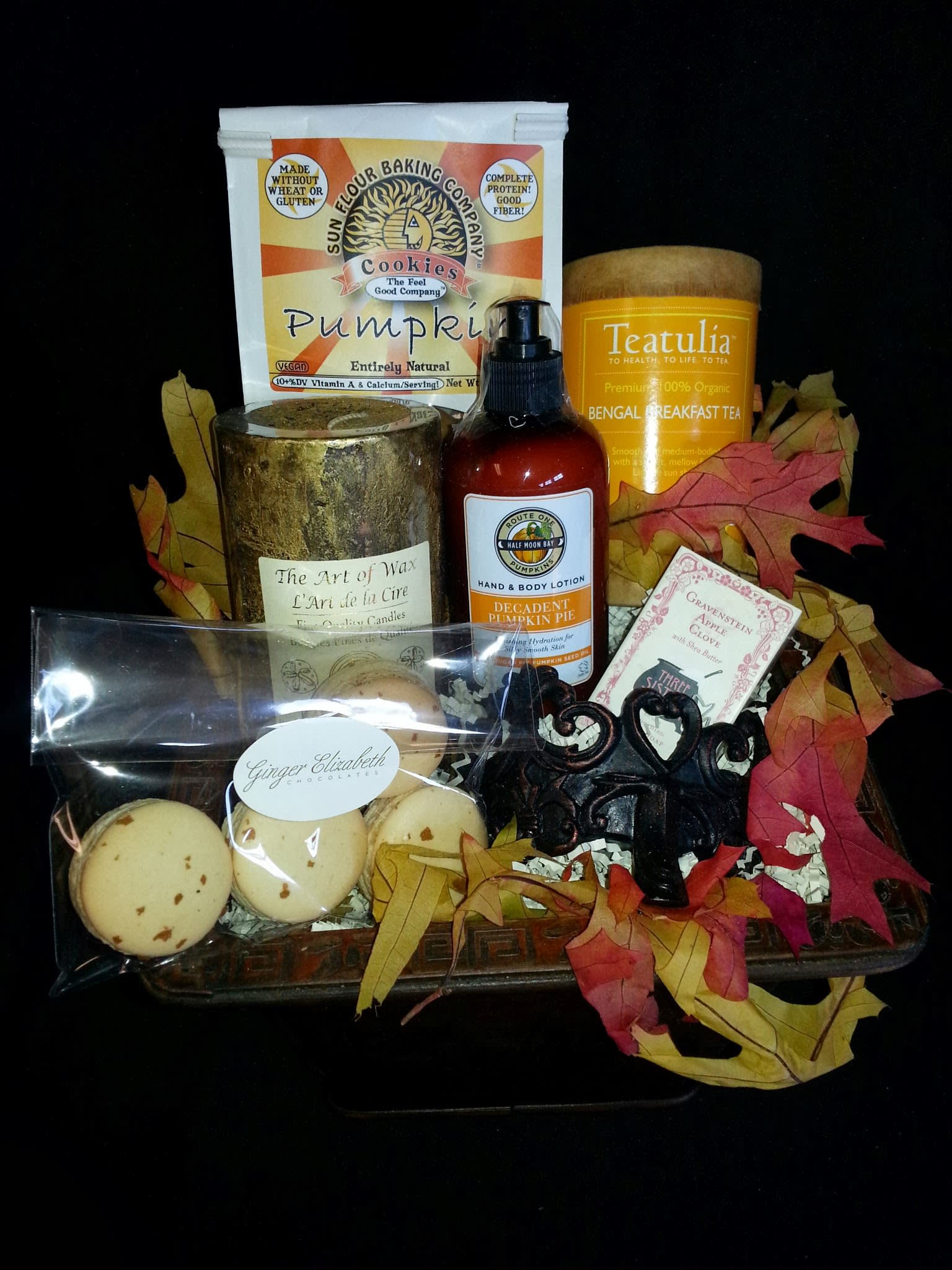 Autumn Dessert, Treats &amp; Goodies Basket - Locally crafted dessert and treats plus fun seasonal goodies, a candle and accents. Order at least one week prior. 
