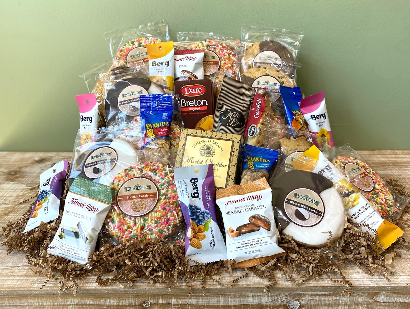 Gift Basket With Delicious Sausage, Cheese and Nuts
