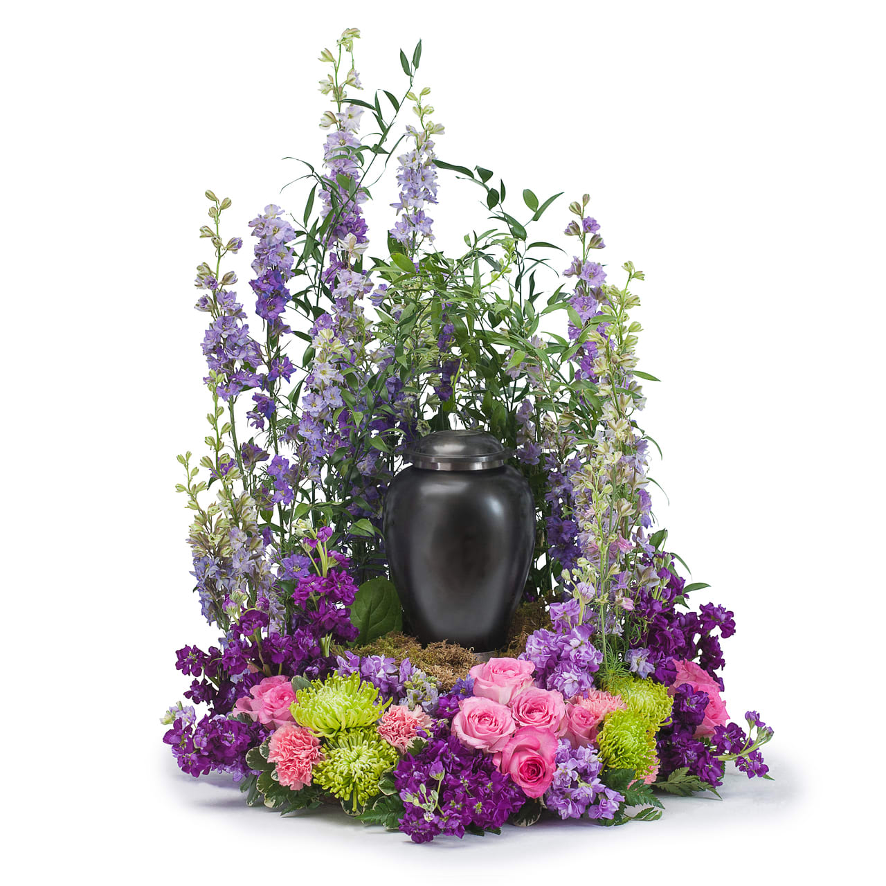 Forever Cherished Surround  - This tribute combines a beautiful combination of pink and purple flowers that will show that your loved one will be forever cherished. TMF-776