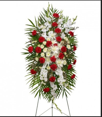 Simple Spray Red & White Simple Spray Red & White - mixed red and white flowers for the funeral service of your loved one