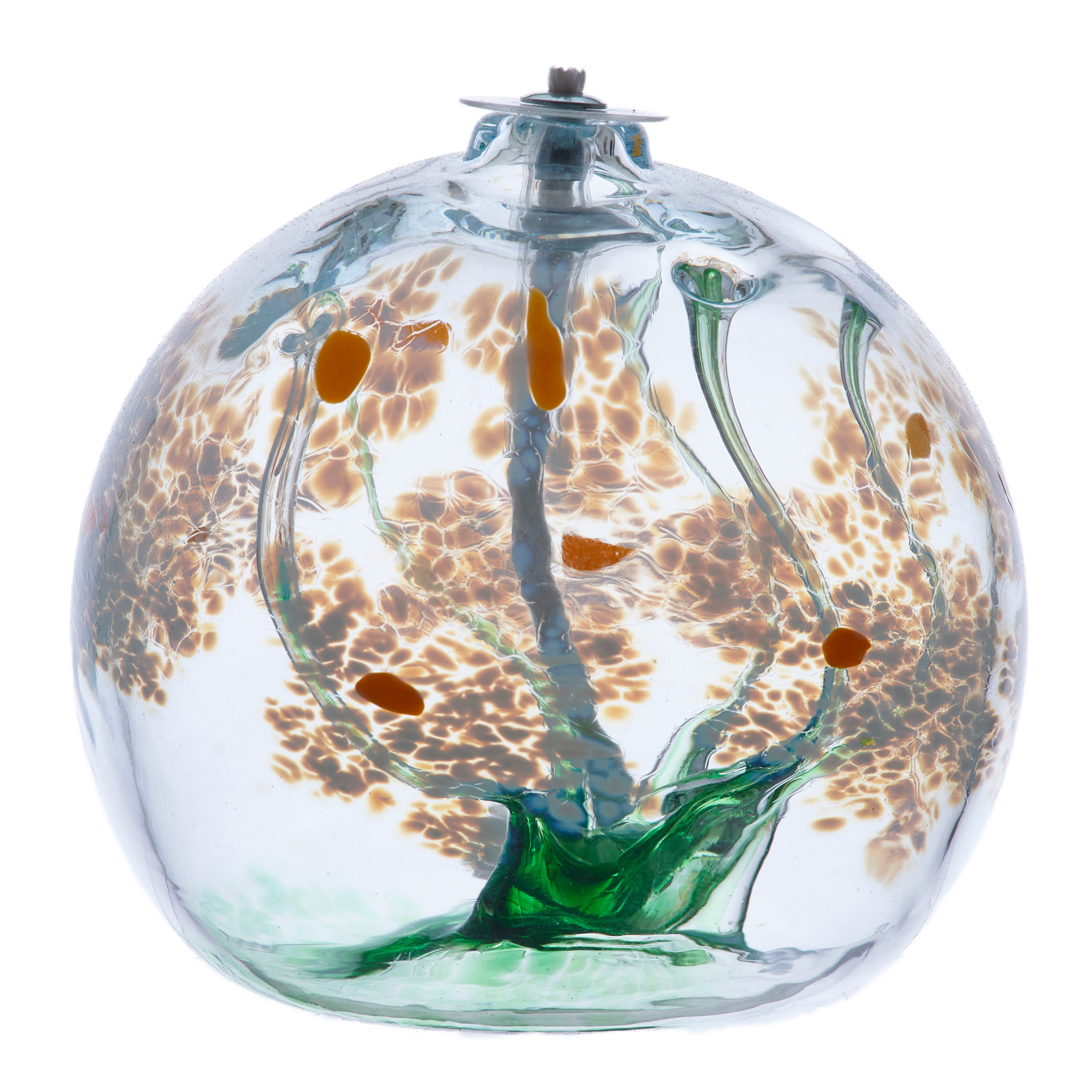 Friendship (Blossom Oil Lamp) - Kitras Art Glass - Flowers are used to celebrate life's special moments. Flowers are given to commemorate friendship, appreciation, romance, and sometimes just because! Celebrate these moments with a flower that never stops blooming!   Contains one 3'' handblown glass oil lamp and one 14.4 oz. bottle of parrafin oil to burn. Limited quantities available.  Card reads: Your friendship adds blossoms to my garden of life, may it continue to grow.