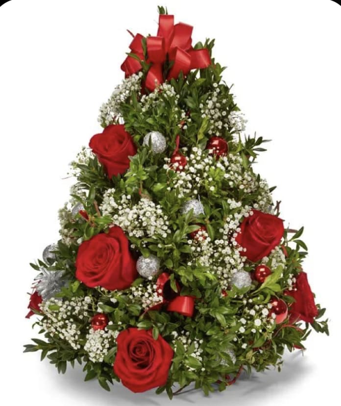 Christmas Tree of Red Roses by Letty's Flowers Florist