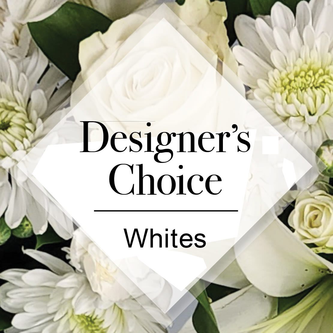 Designers Choice White - A selection that will be predominately the color that you have chosen with accents and greenery to compliment. The designers have the flexibility to create something unique and beautiful for you and is often the best value for you. If you have specifics you would like to request please include in the comments / special instructions area when placing your order. 