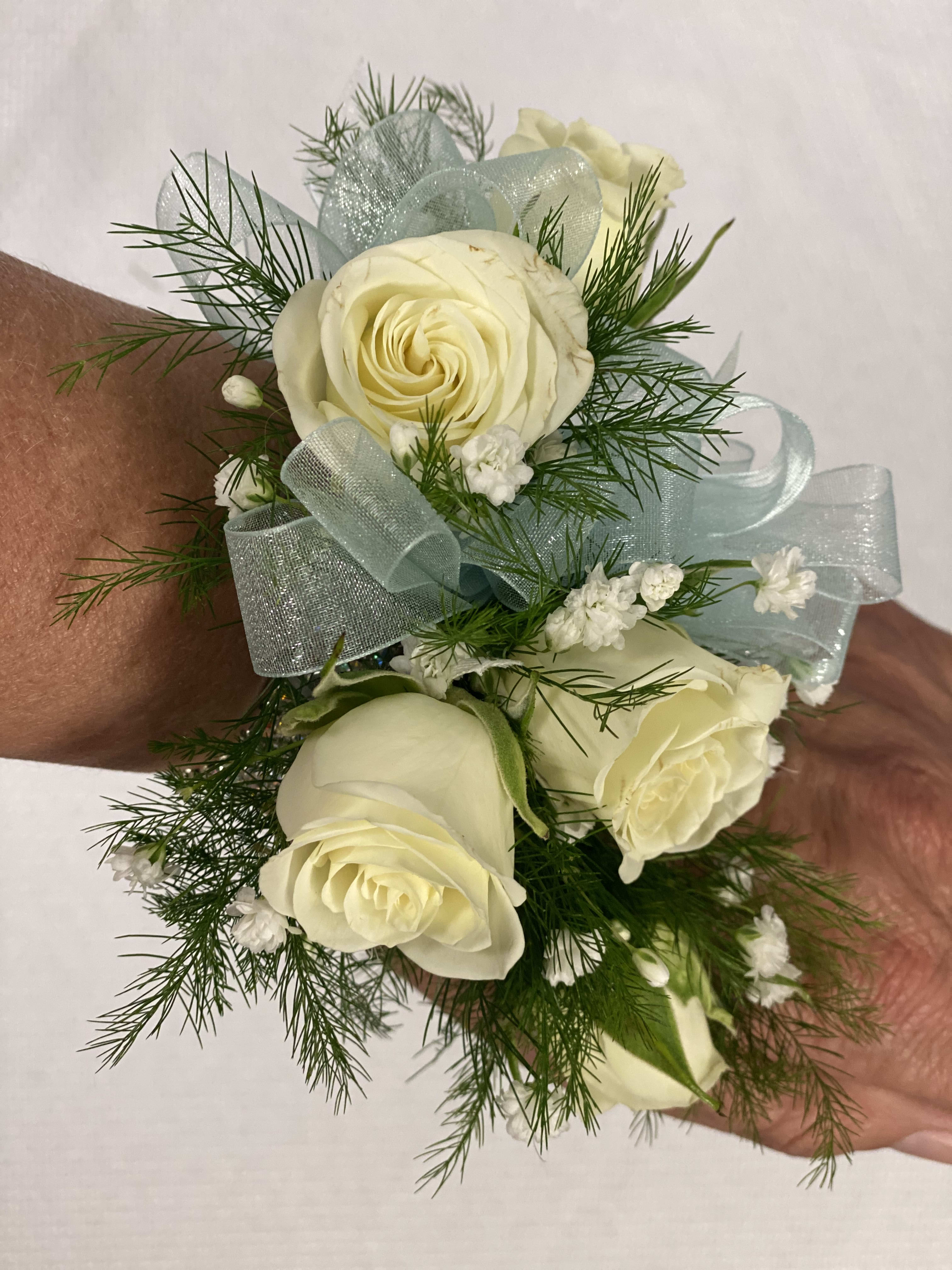 Light Blue Wrist Corsage in East Rochester, NY