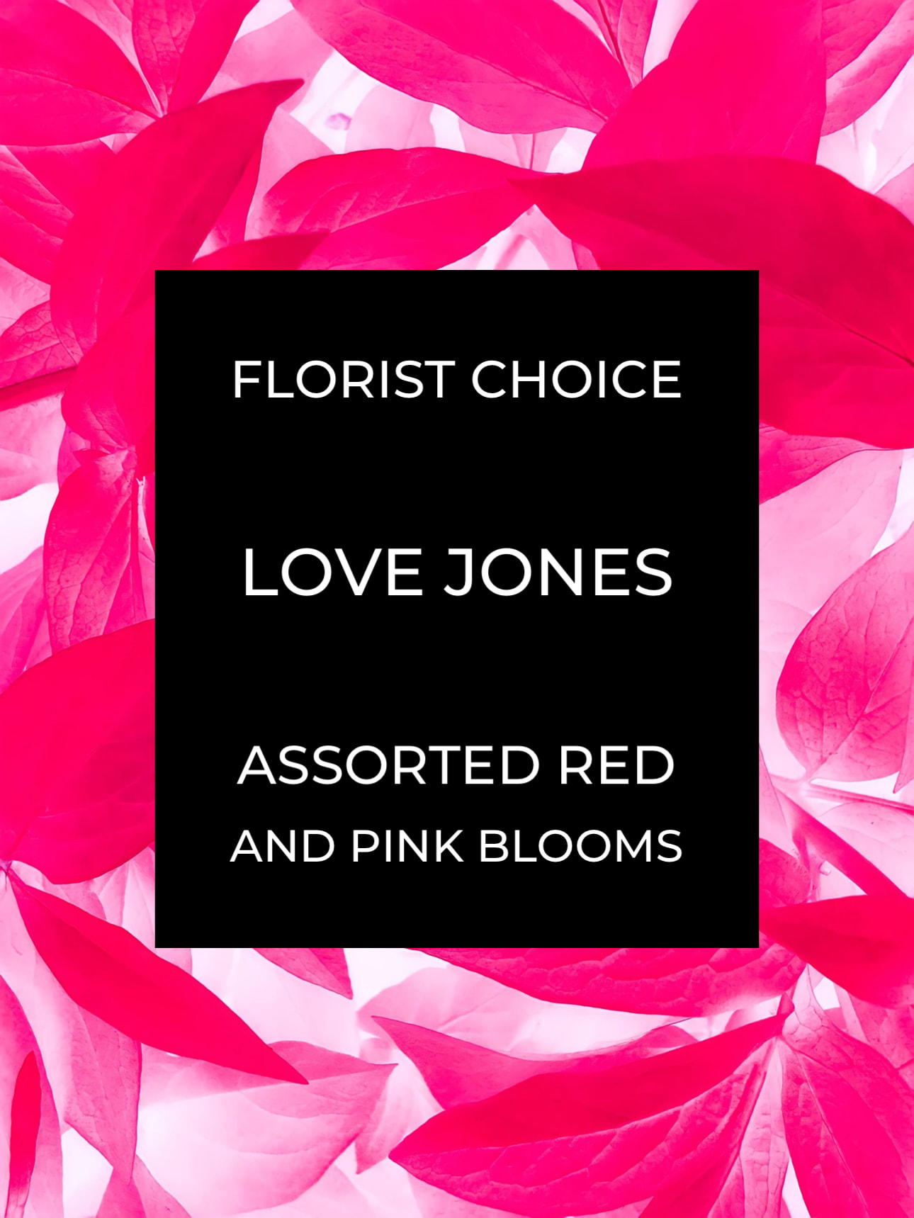 The Florist Choice (red/pink) - A designer will create a beautiful floral arrangement with the freshest blooms of red and pink. This assorted arrangement will surely spark the aroma of love or any occasion. Usually is a compact arrangement. If you desire a tall and airy style please request in special instructions.