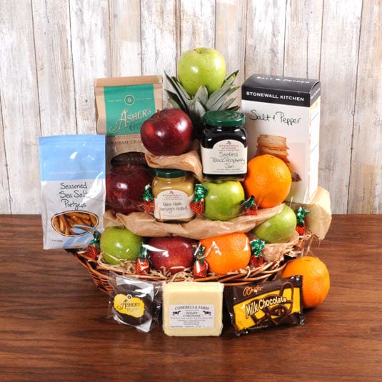 The Royal Treatment: Wine & Fruit Gift Basket • Abundance Gift Design