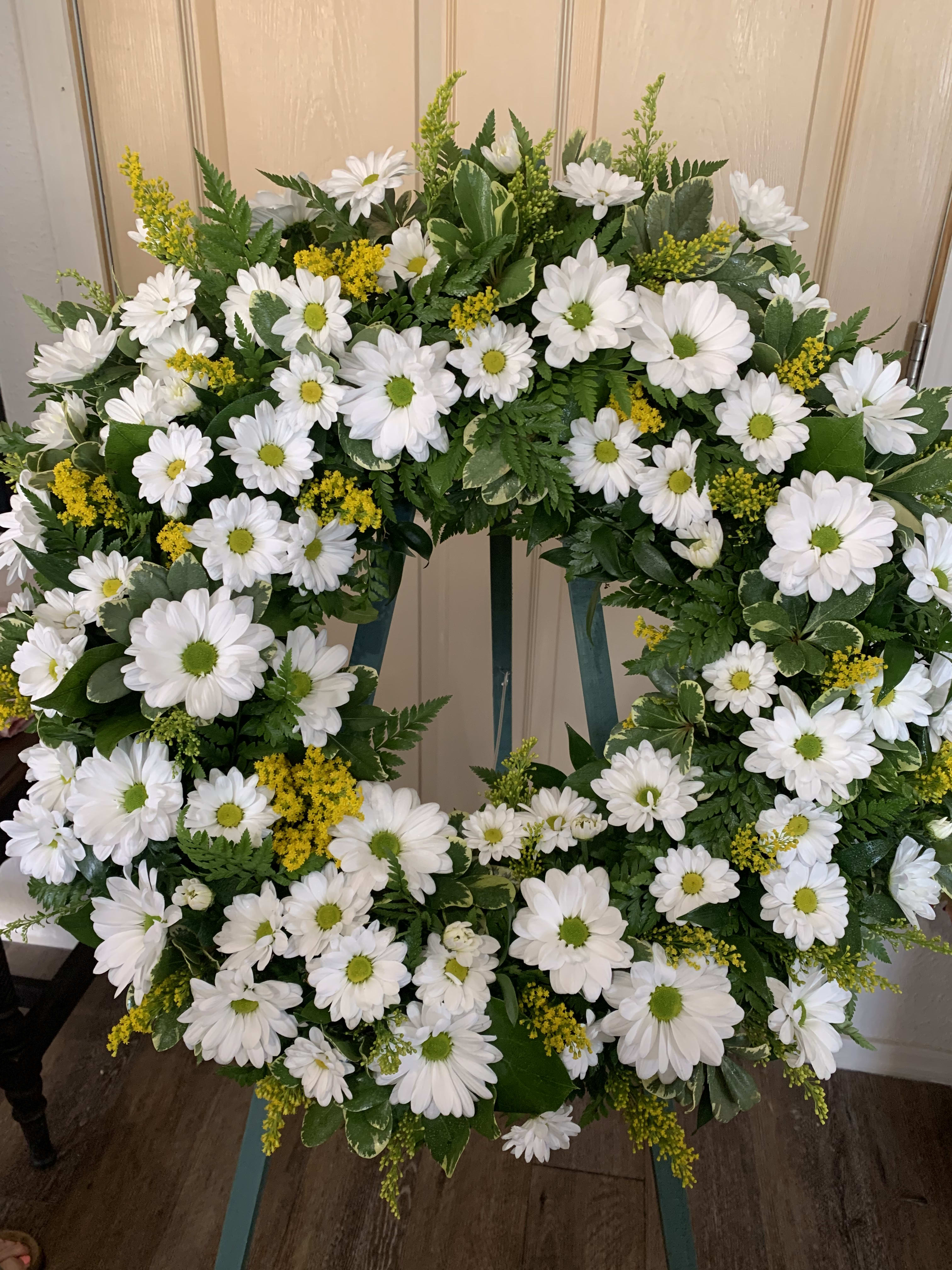 Daisy Circle of Life - 18” wreath filled with beautiful daisies 