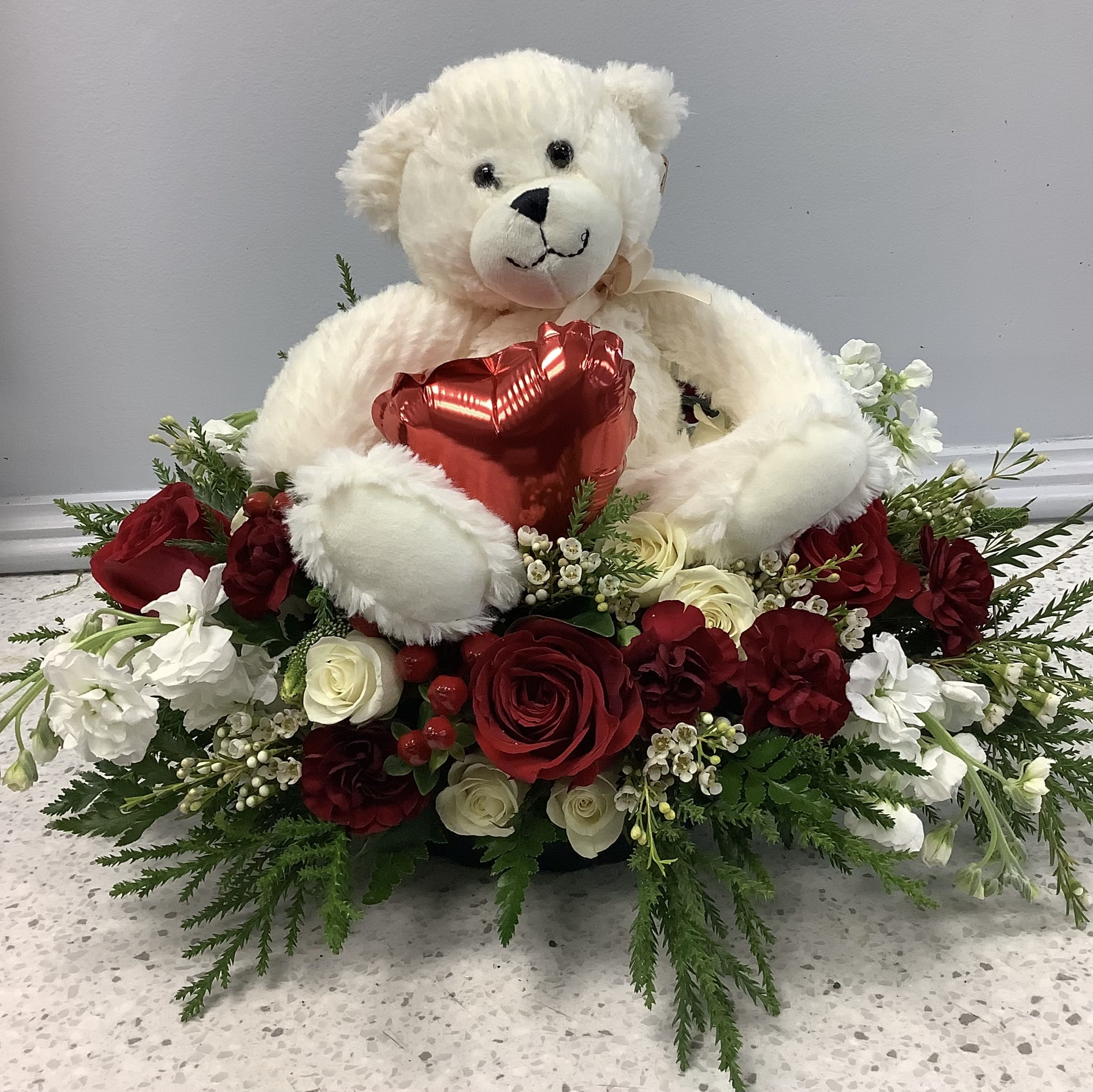 Flowers balloons and teddy bears hot sale