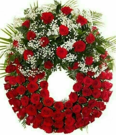 Red Rose Wreath - Wreath filled with 100 plus roses and babies breath