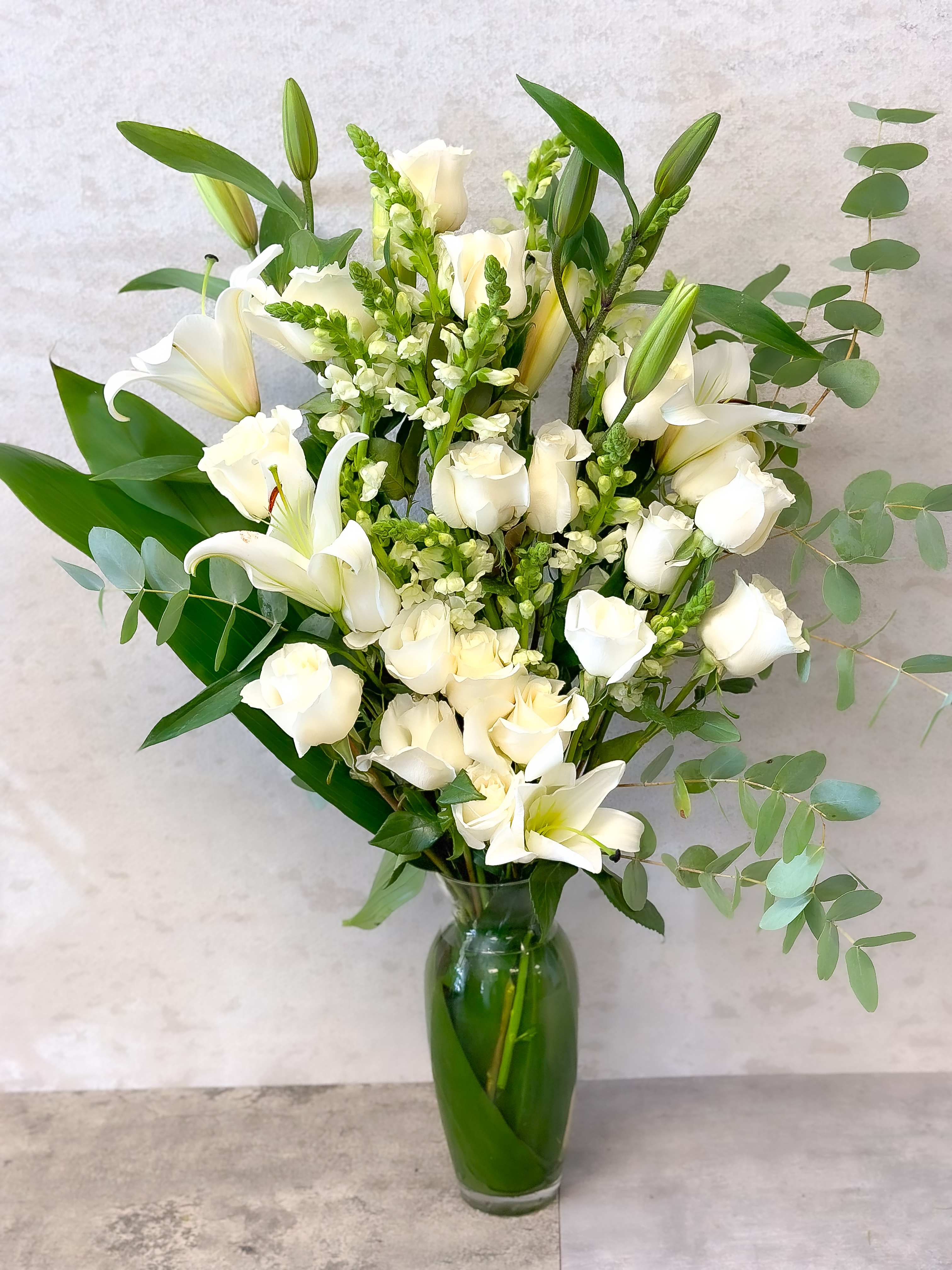 Tall White Flowers - Standard - Your order will be arranged approximately as shown on our website
