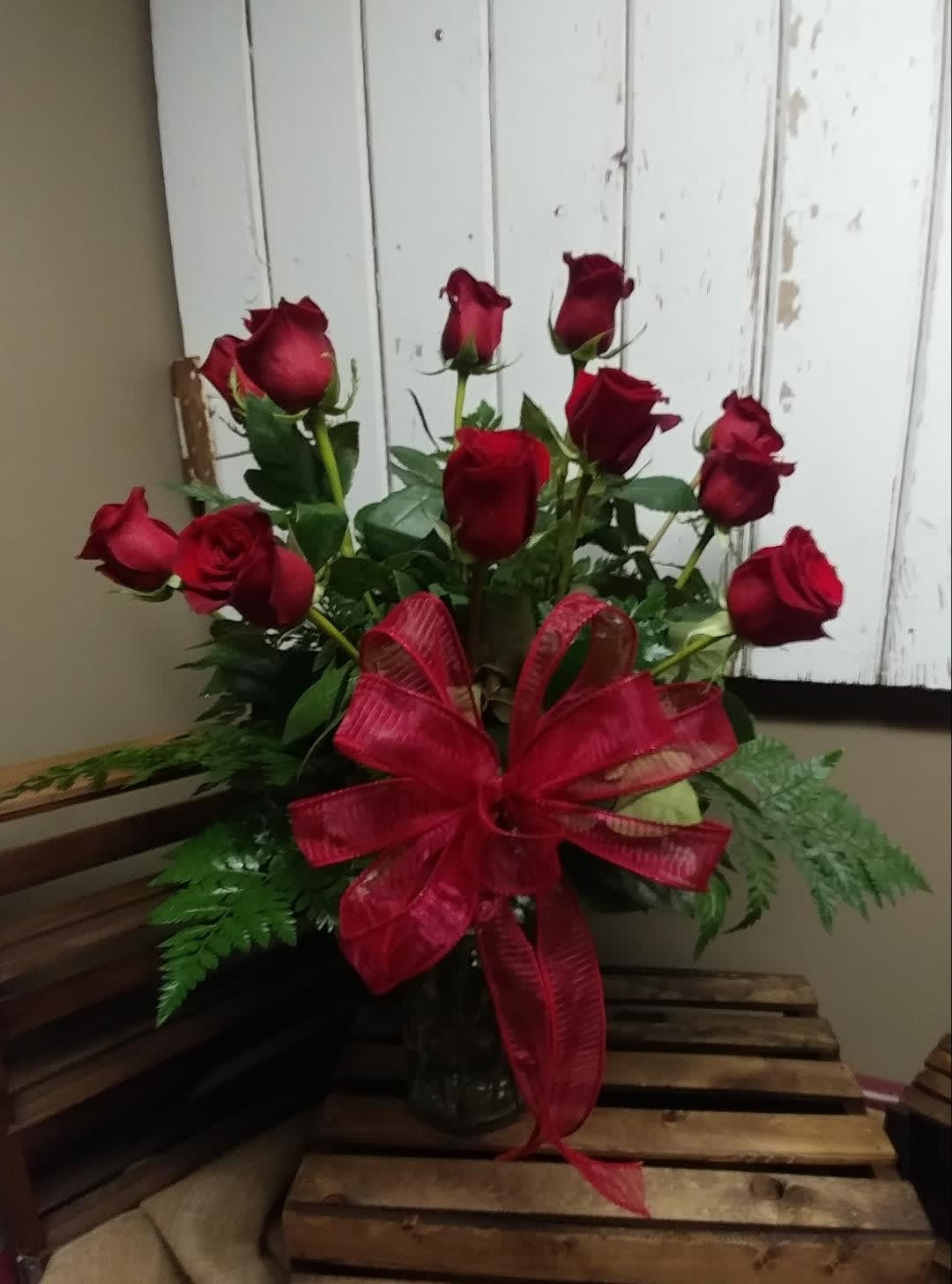 One Dozen Roses Vased Custom Designed by Cold Spring Floral One Dozen Roses Vased Custom Designed by Cold Spring Floral - Standard One Dozen Roses Vased, Any Color Combination may be used in this style.