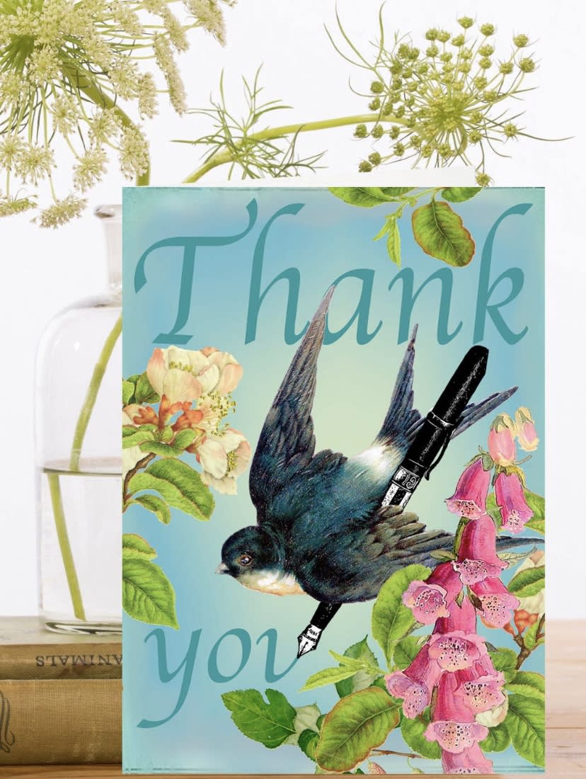 Thank You Swallow Card Thank You Swallow Card - Thank You Swallow Floral Card
