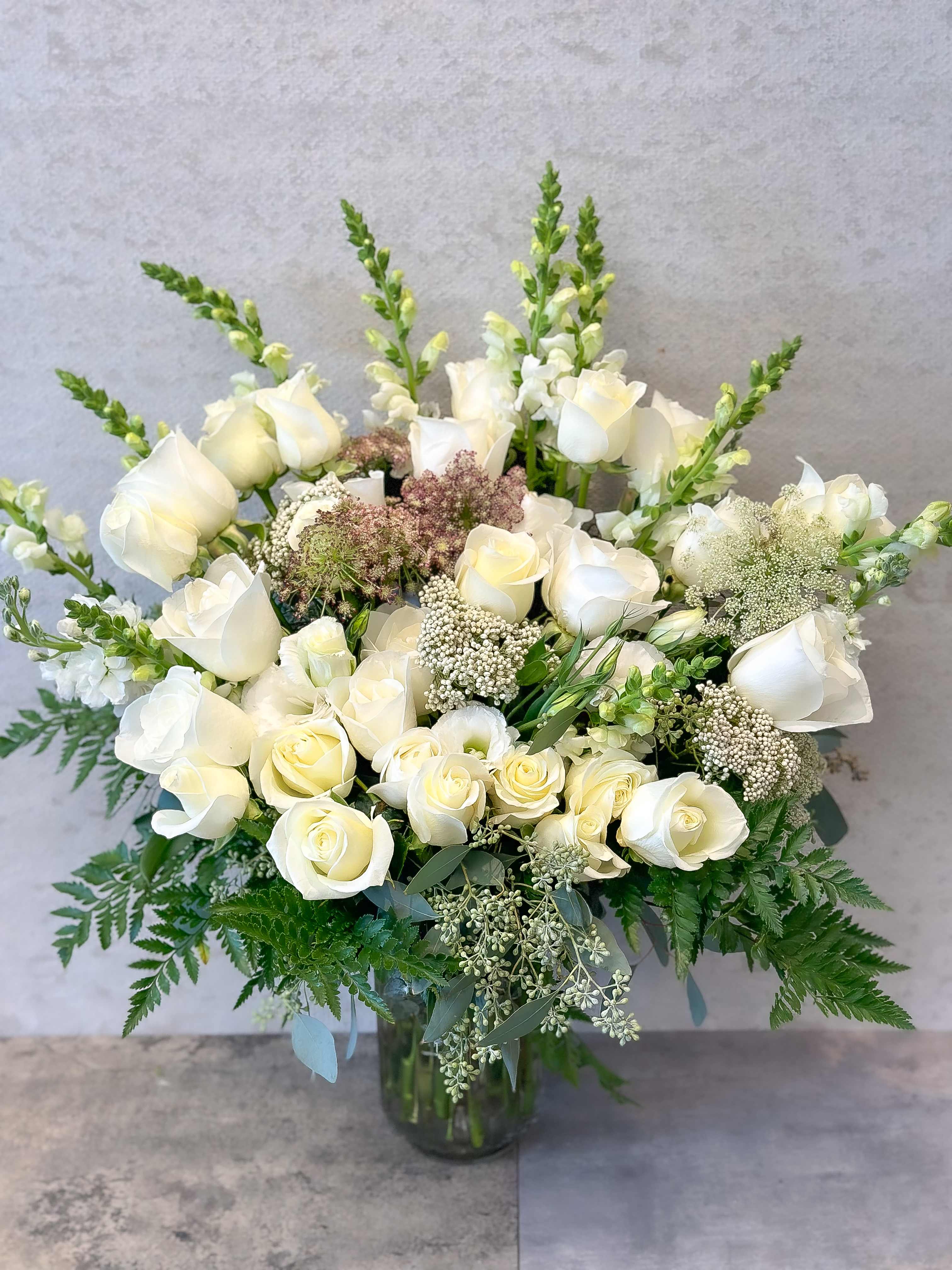 Beautiful White Flowers - Standard - Your order will be arranged approximately as shown on our website