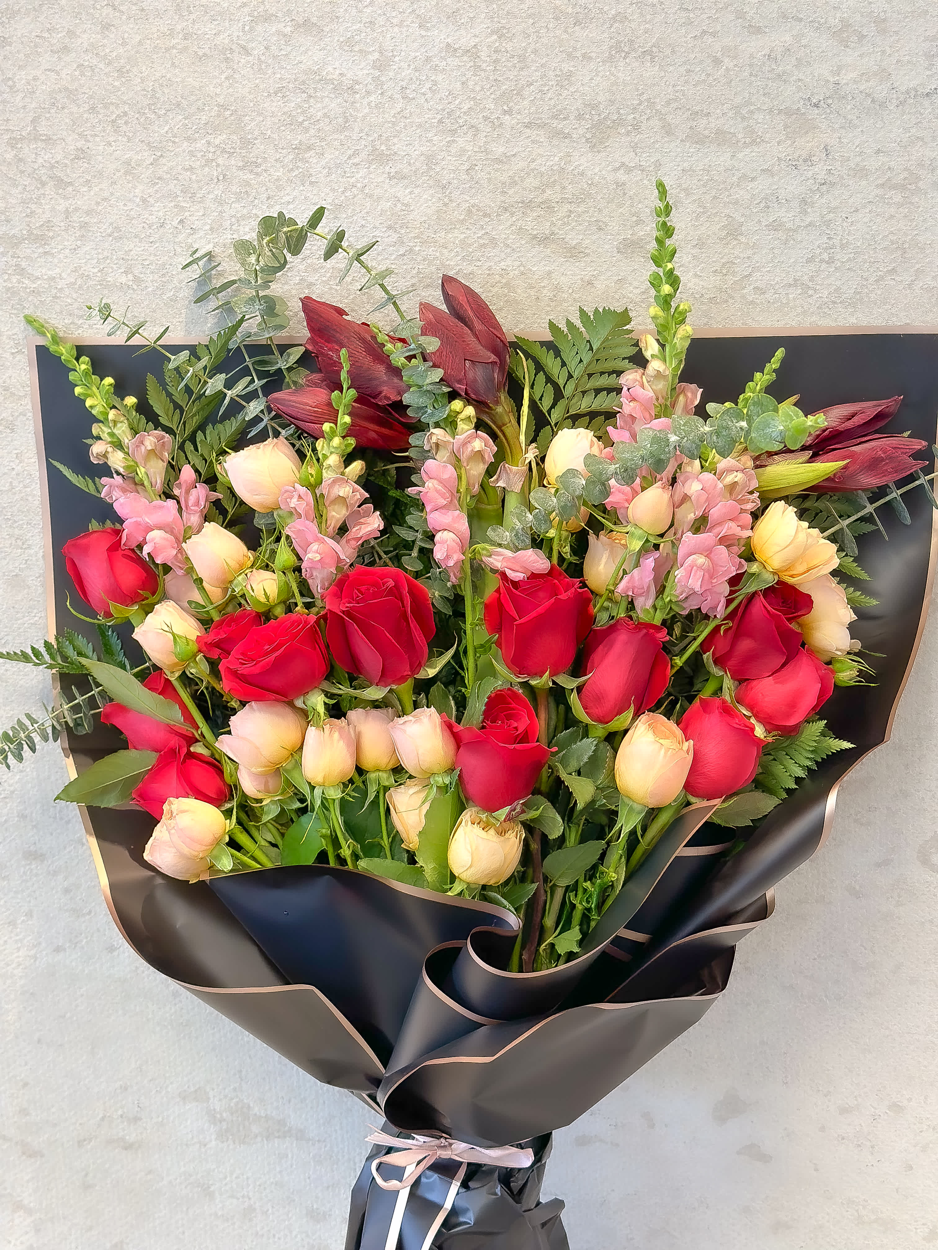 Premium Red Flowers Bouquet - Standard - Your order will be arranged approximately as shown on our website